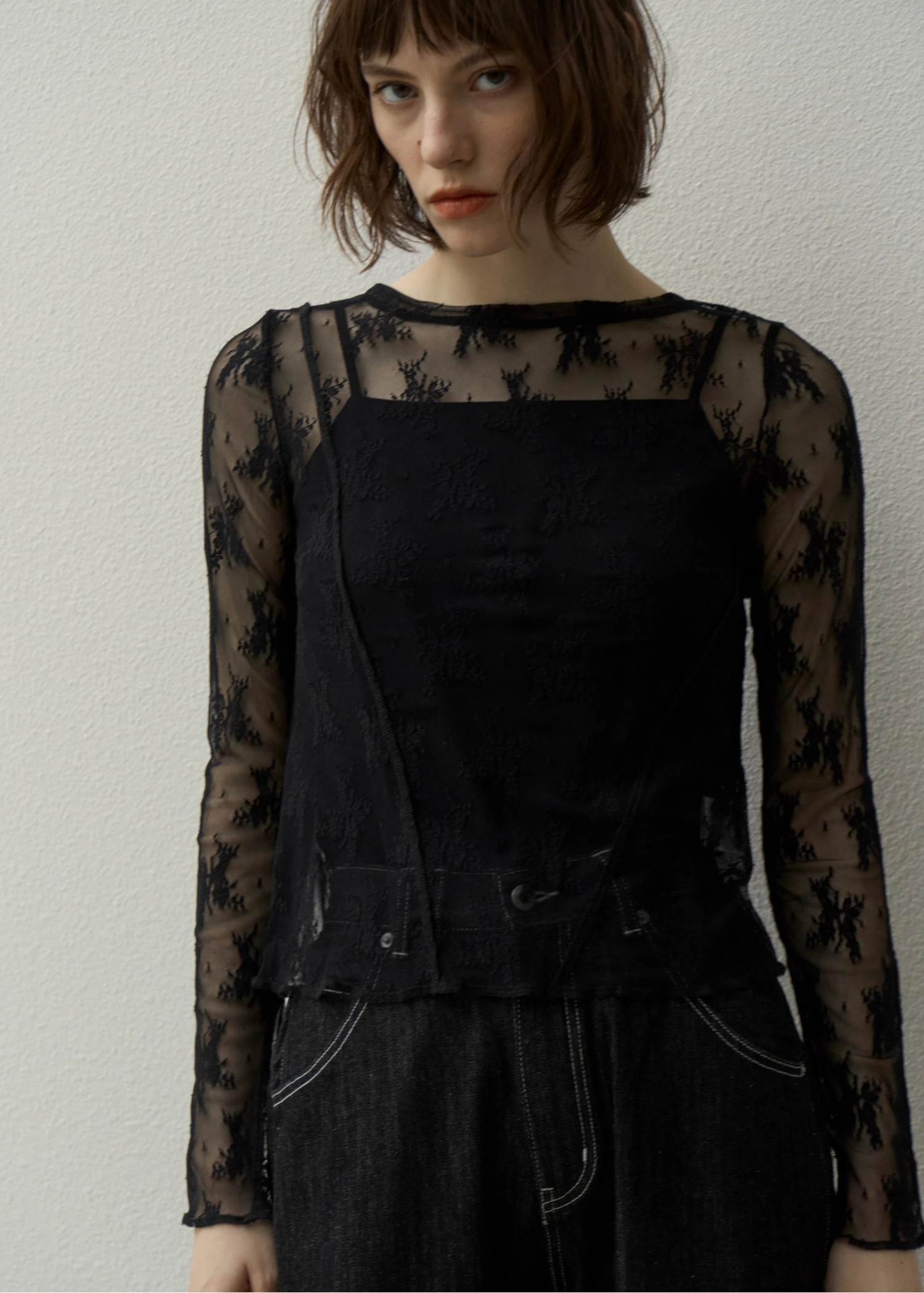 flower lace sheer tops