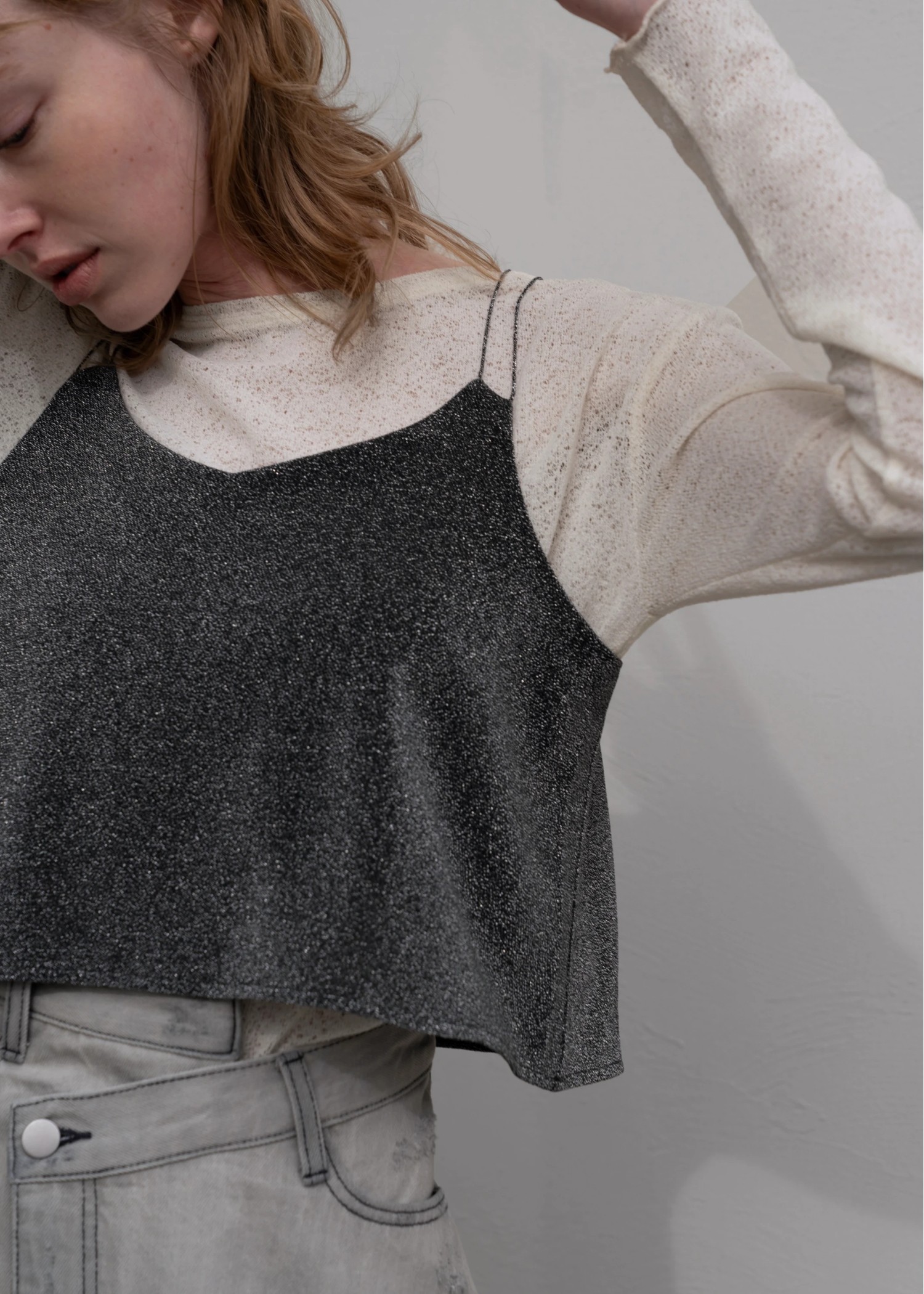 lame cord 2way cropped cami