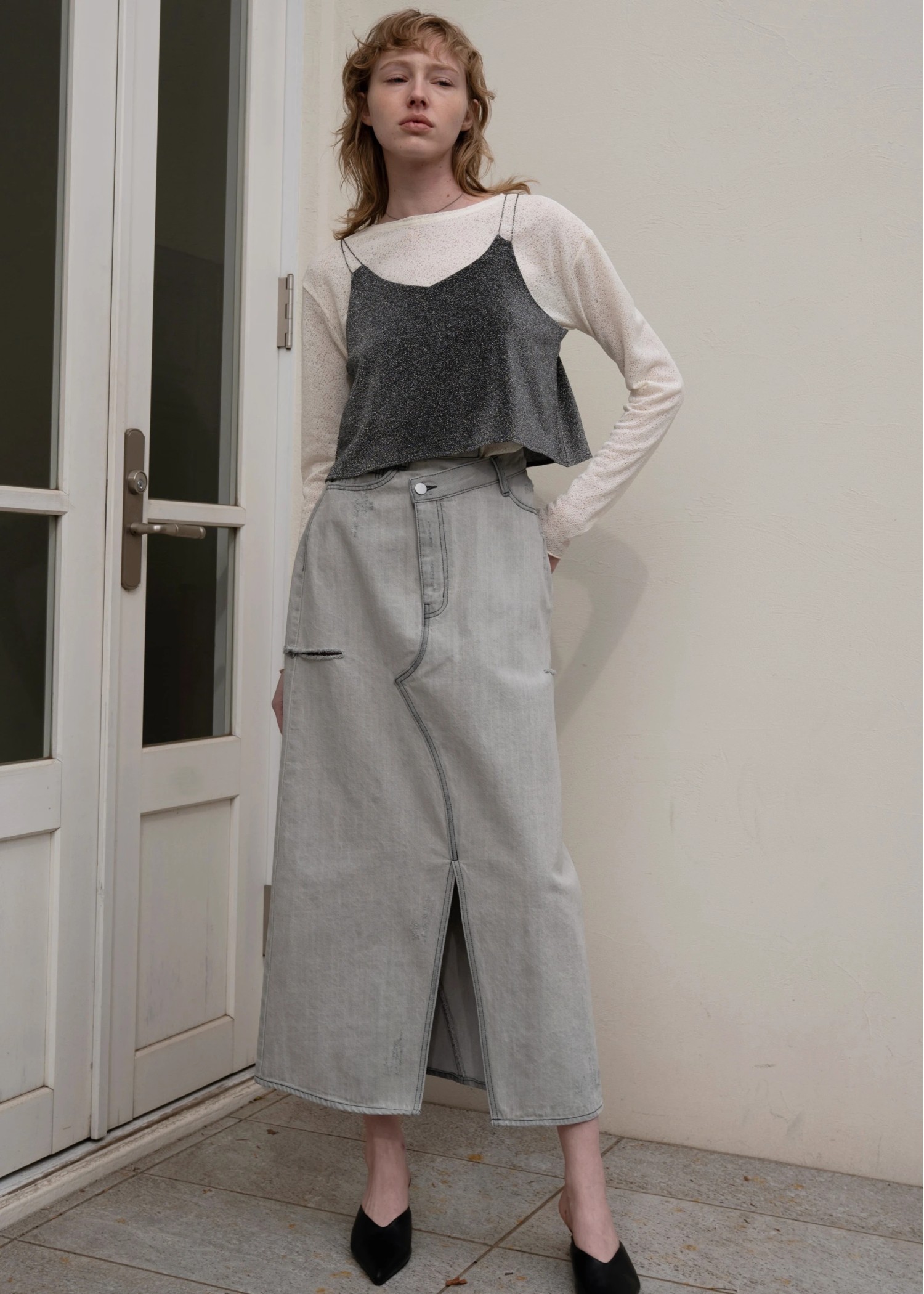 lame cord 2way cropped cami