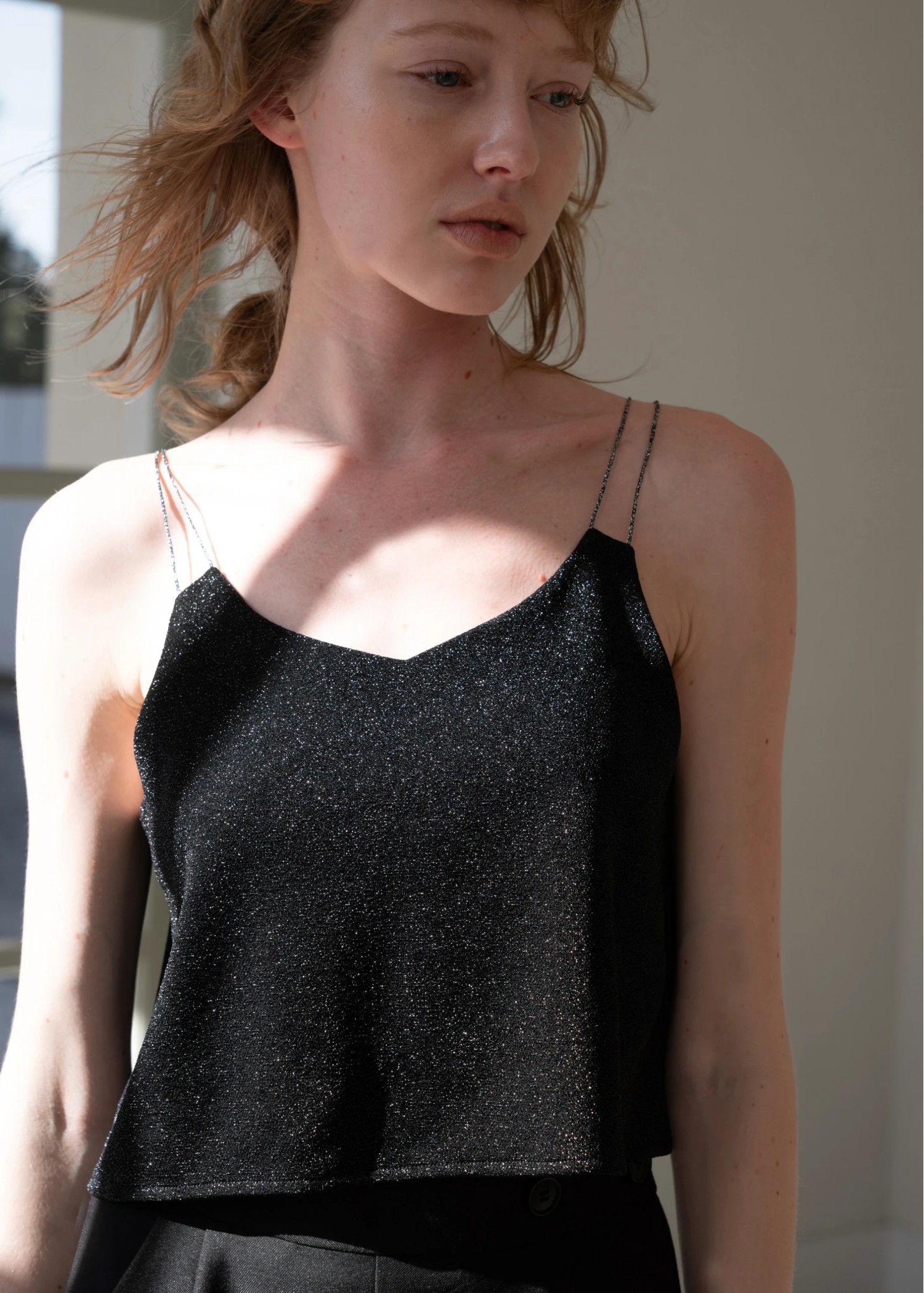 lame cord 2way cropped cami