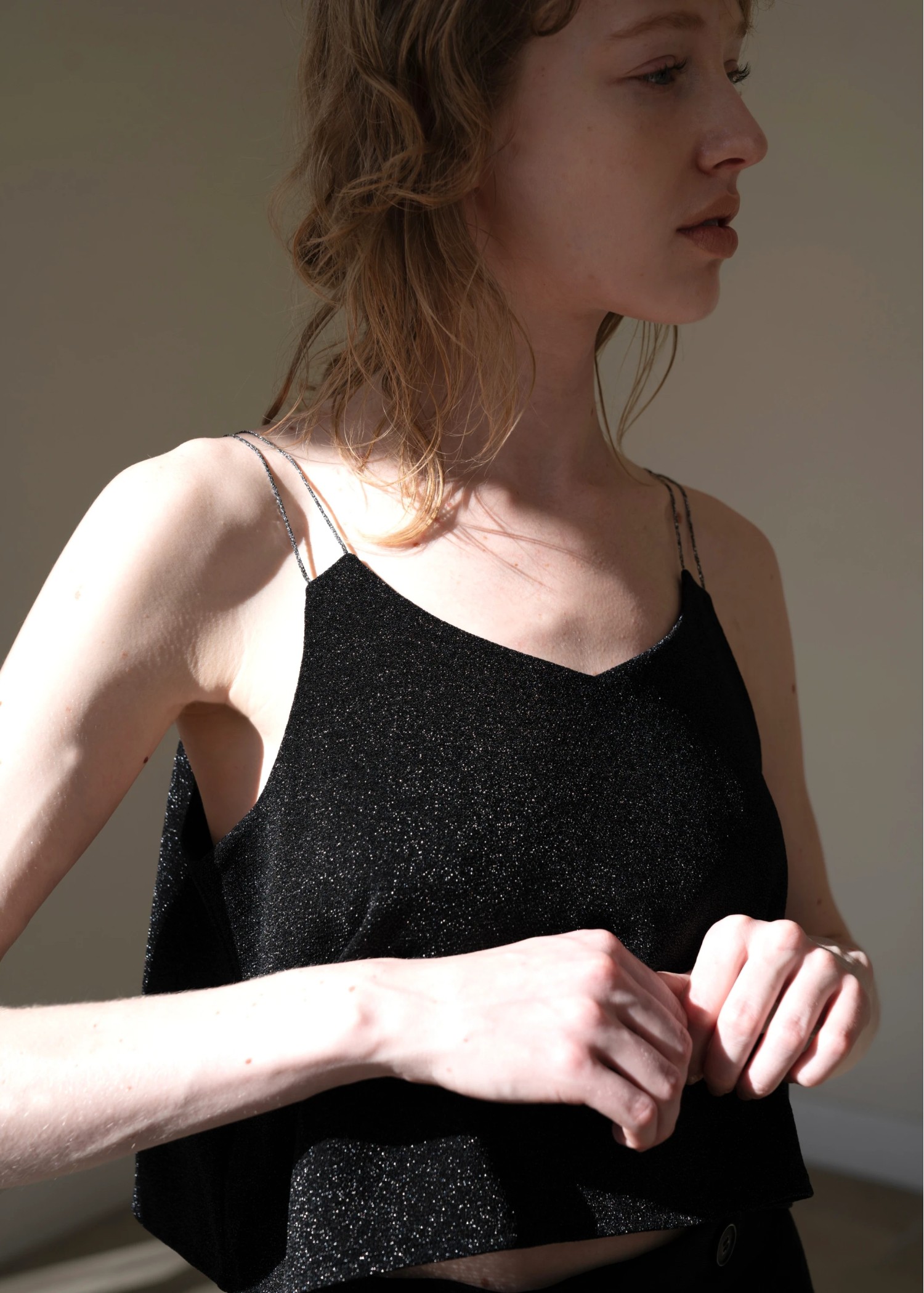 lame cord 2way cropped cami