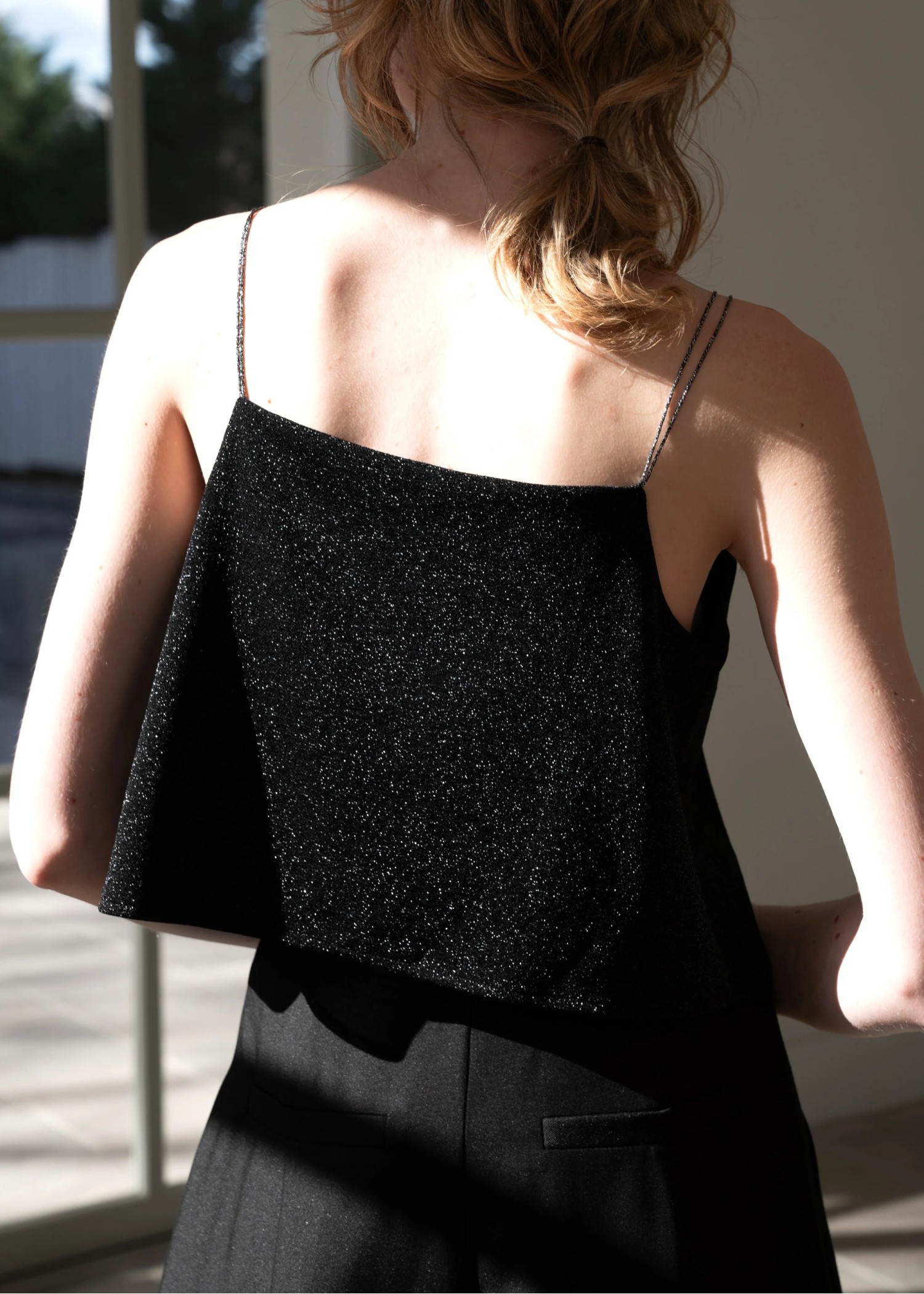 lame cord 2way cropped cami