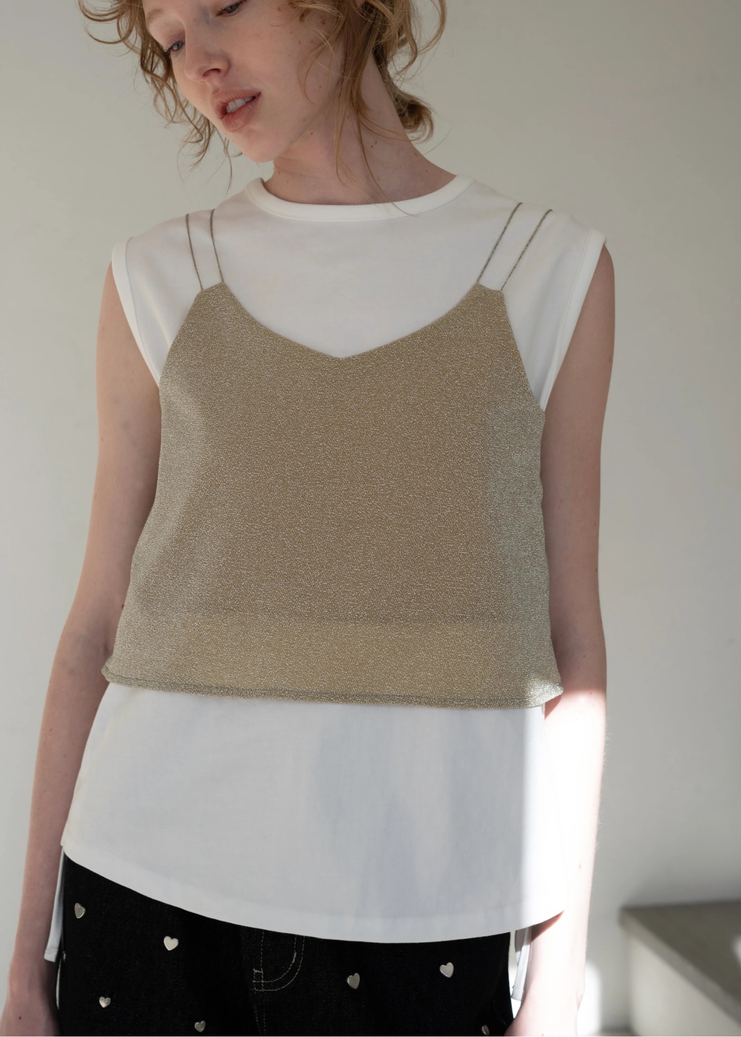 lame cord 2way cropped cami