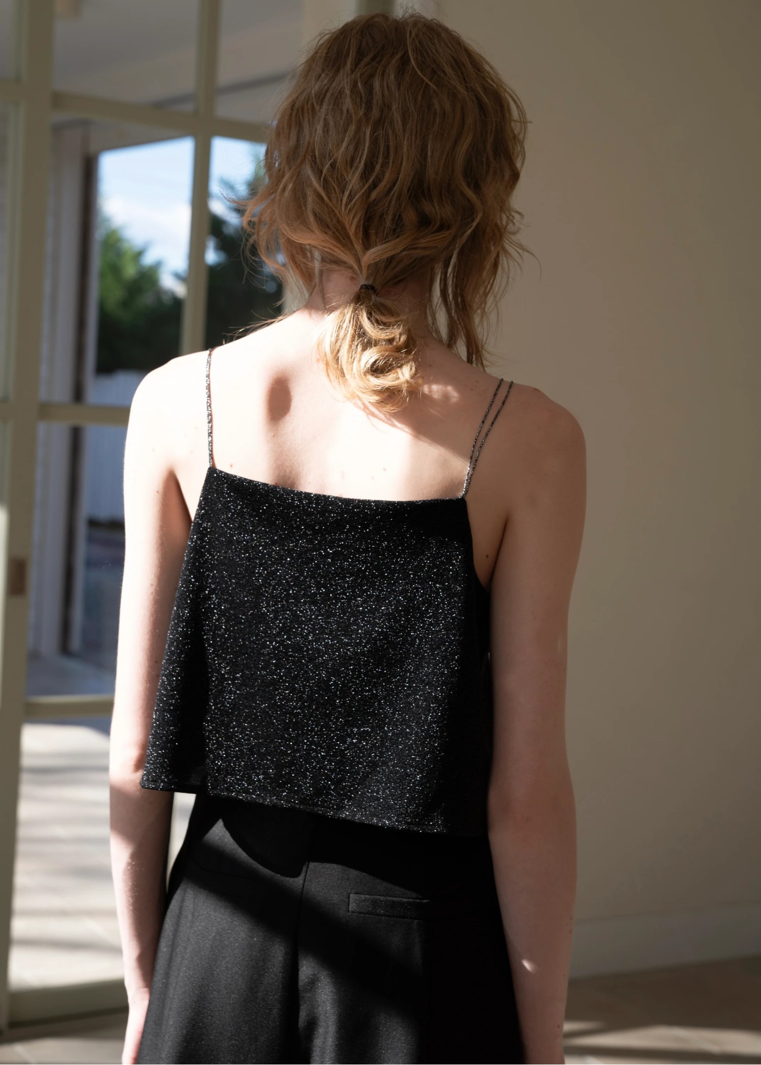 lame cord 2way cropped cami