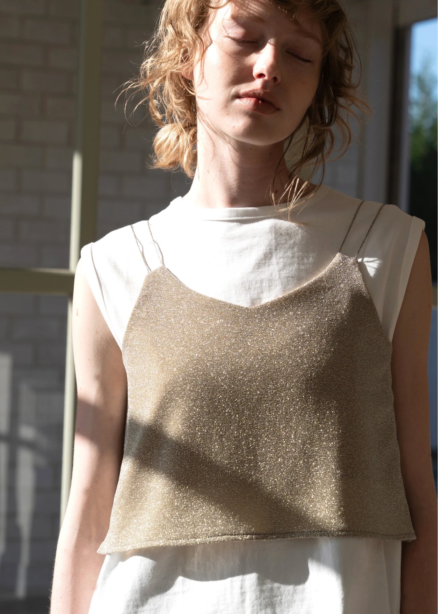 lame cord 2way cropped cami