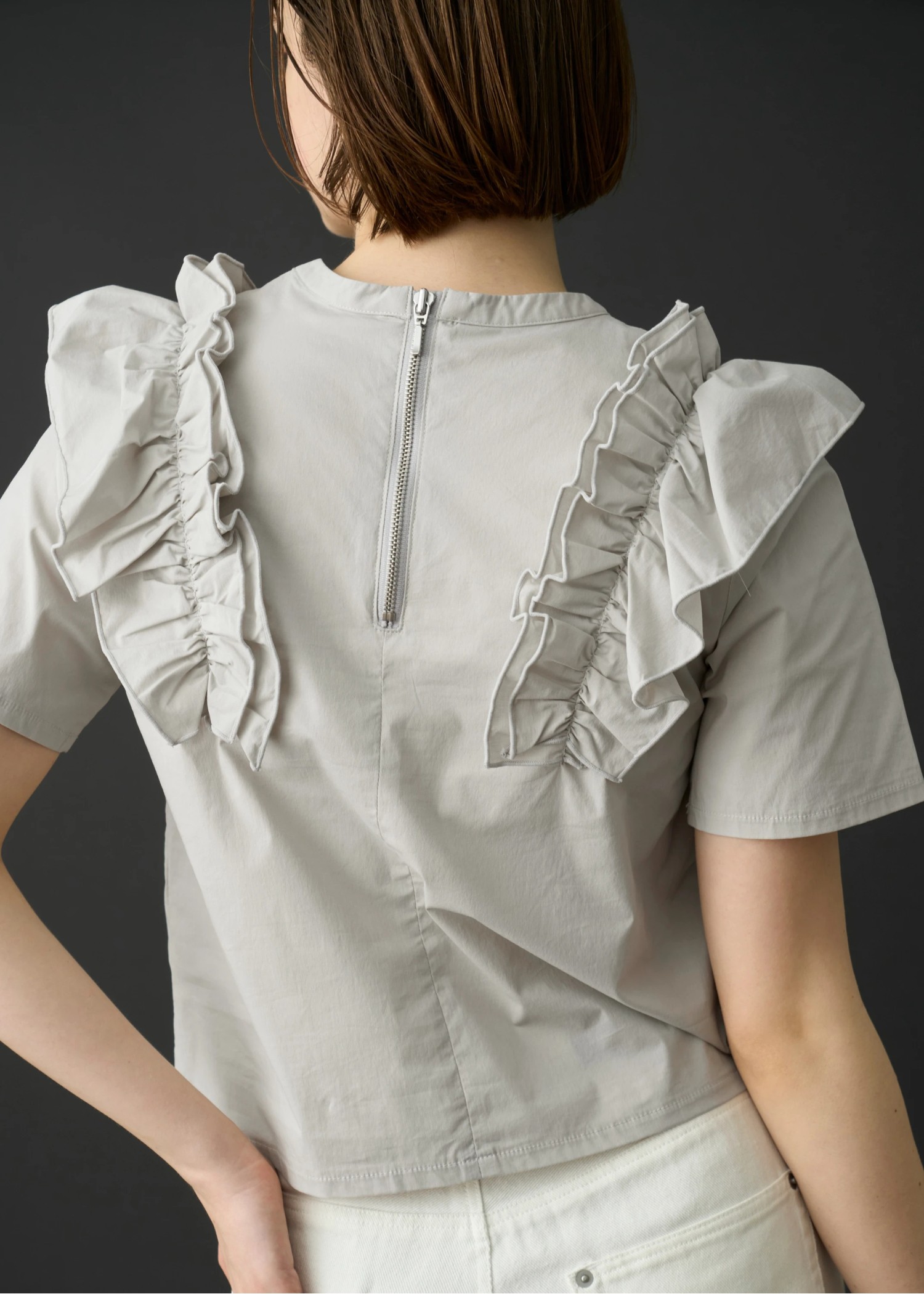 frill drawstring half sleeve BL