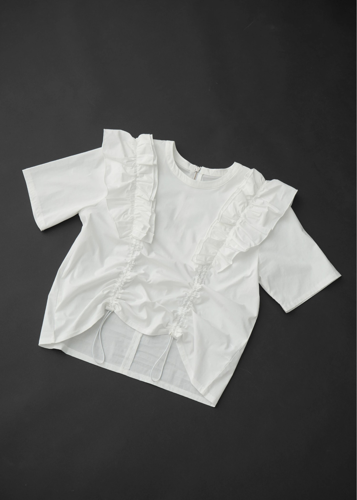 frill drawstring half sleeve BL