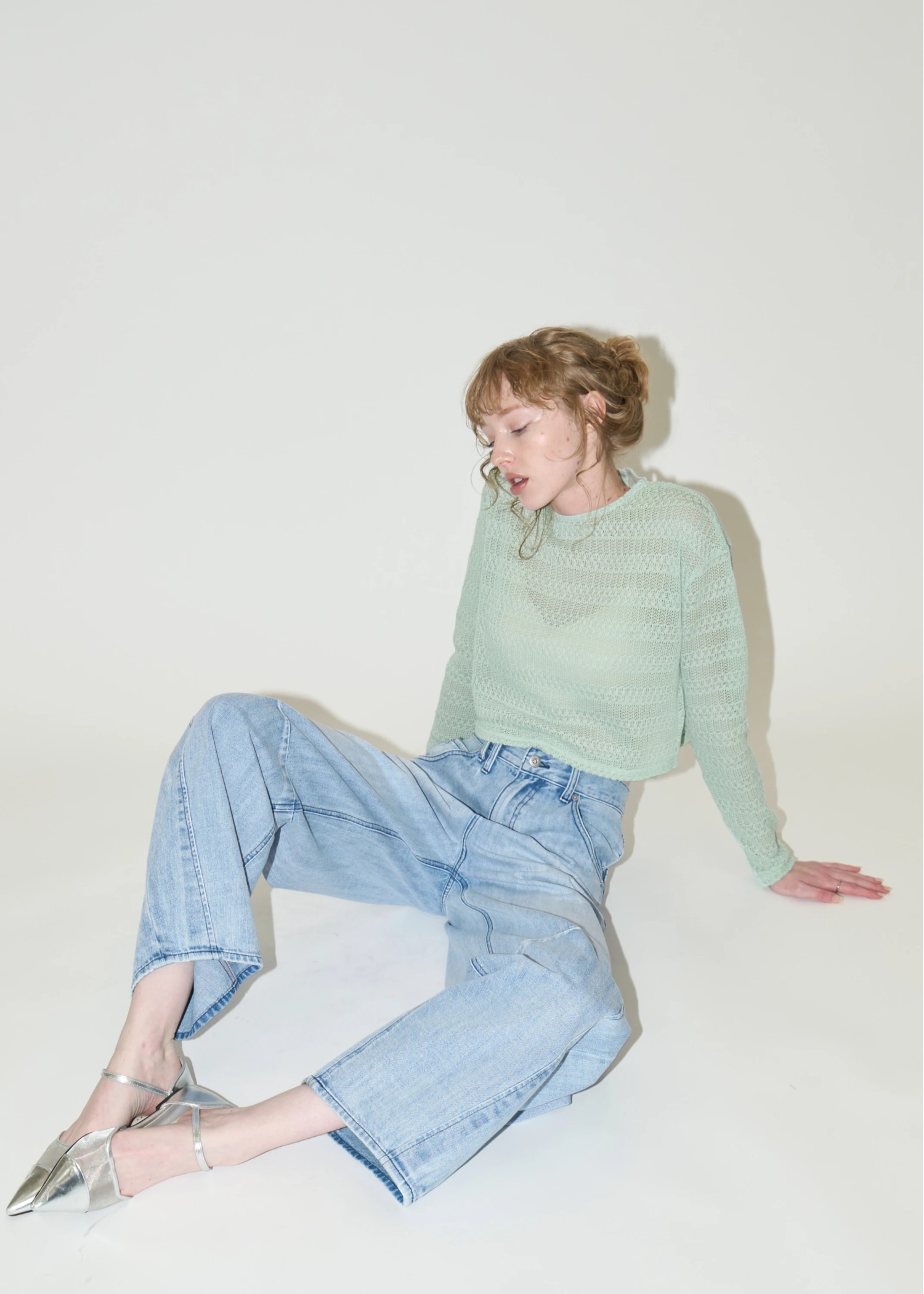 openwork cropped cut sew tops