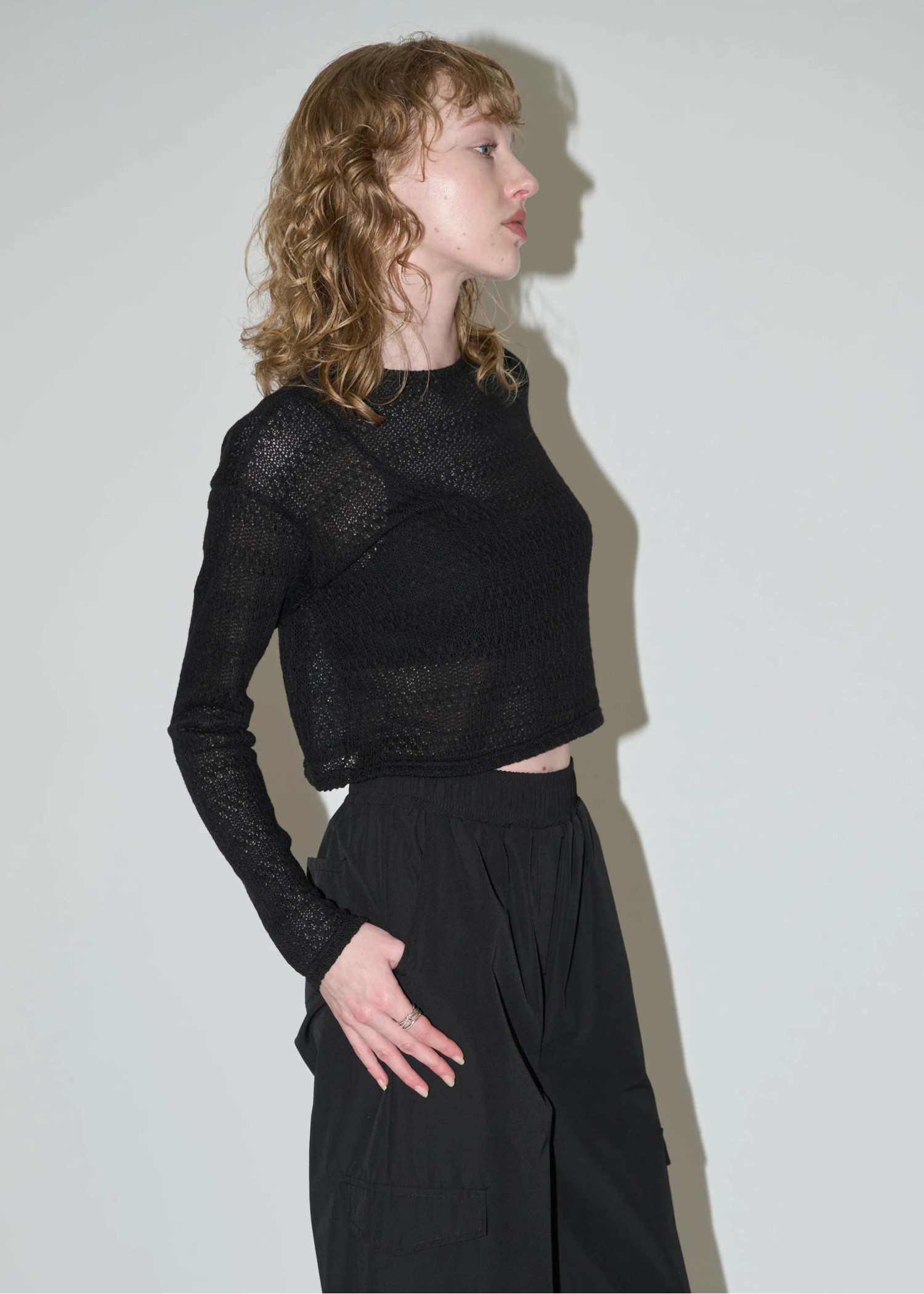 openwork cropped cut sew tops