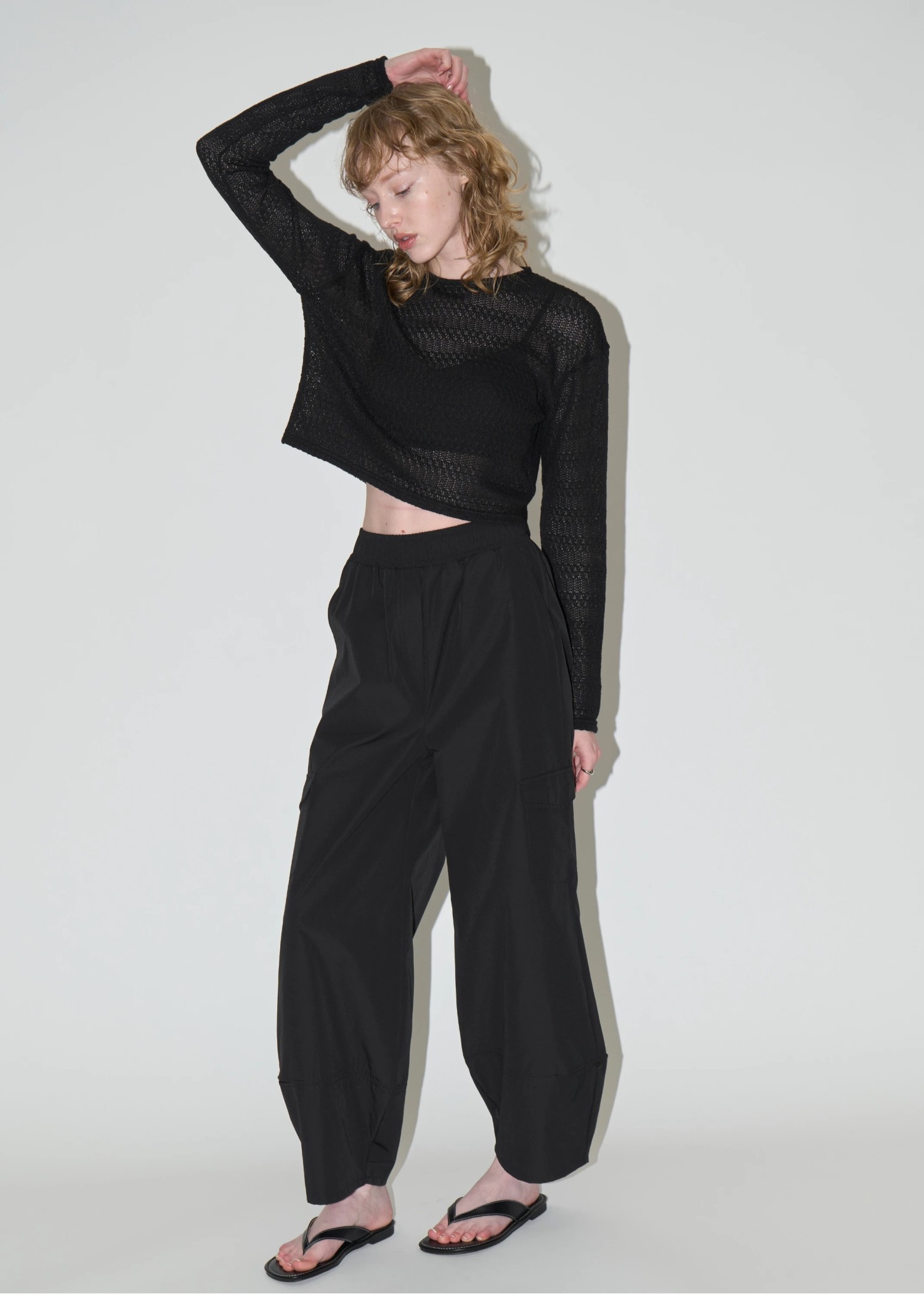 openwork cropped cut sew tops