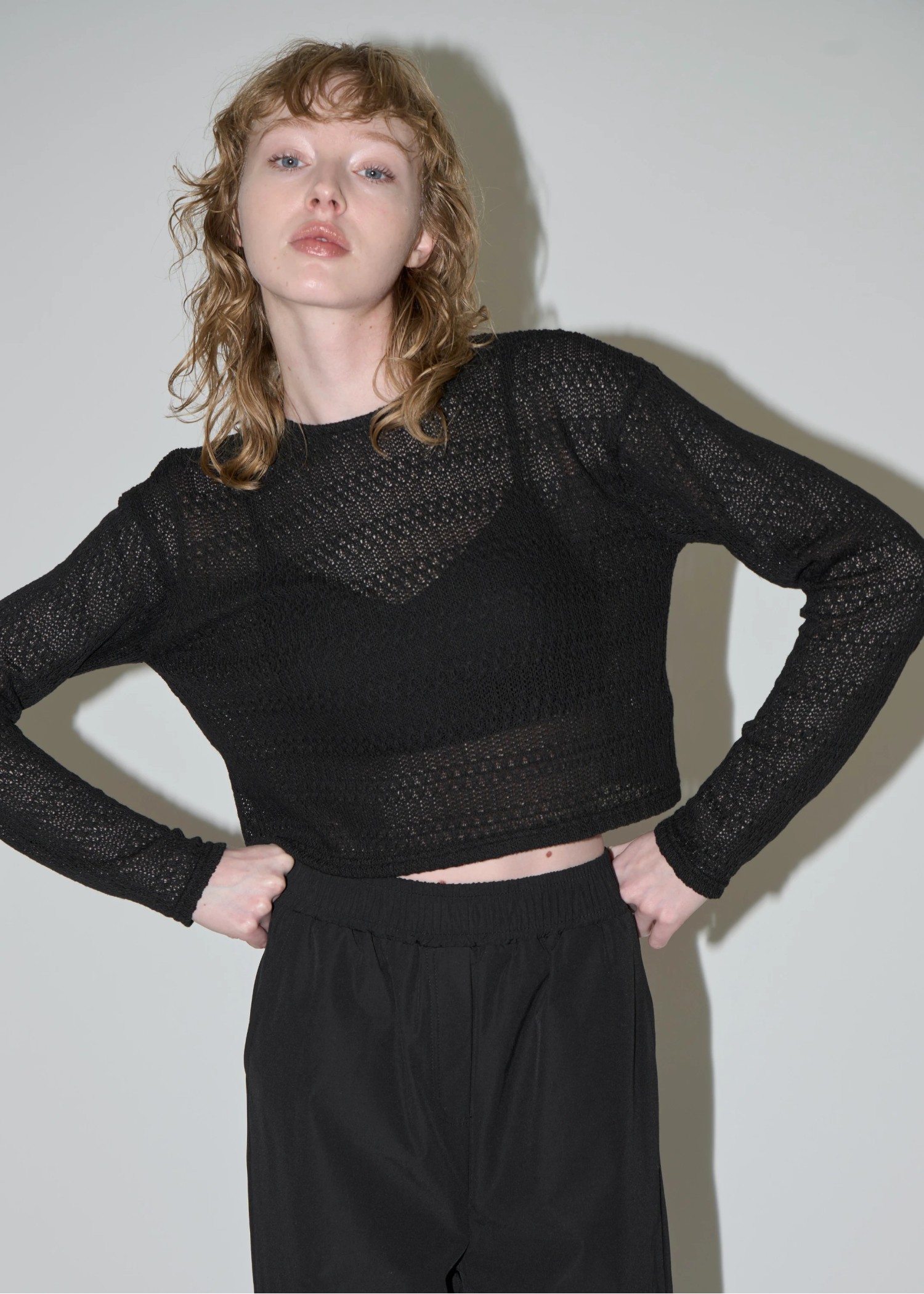 openwork cropped cut sew tops