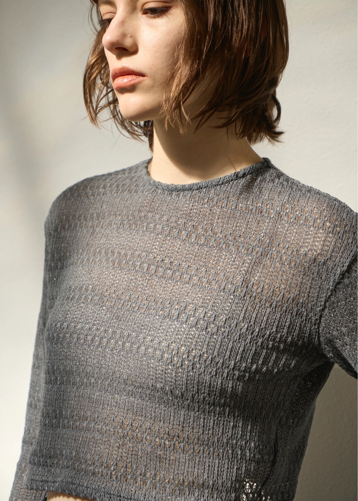 openwork cropped cut sew tops