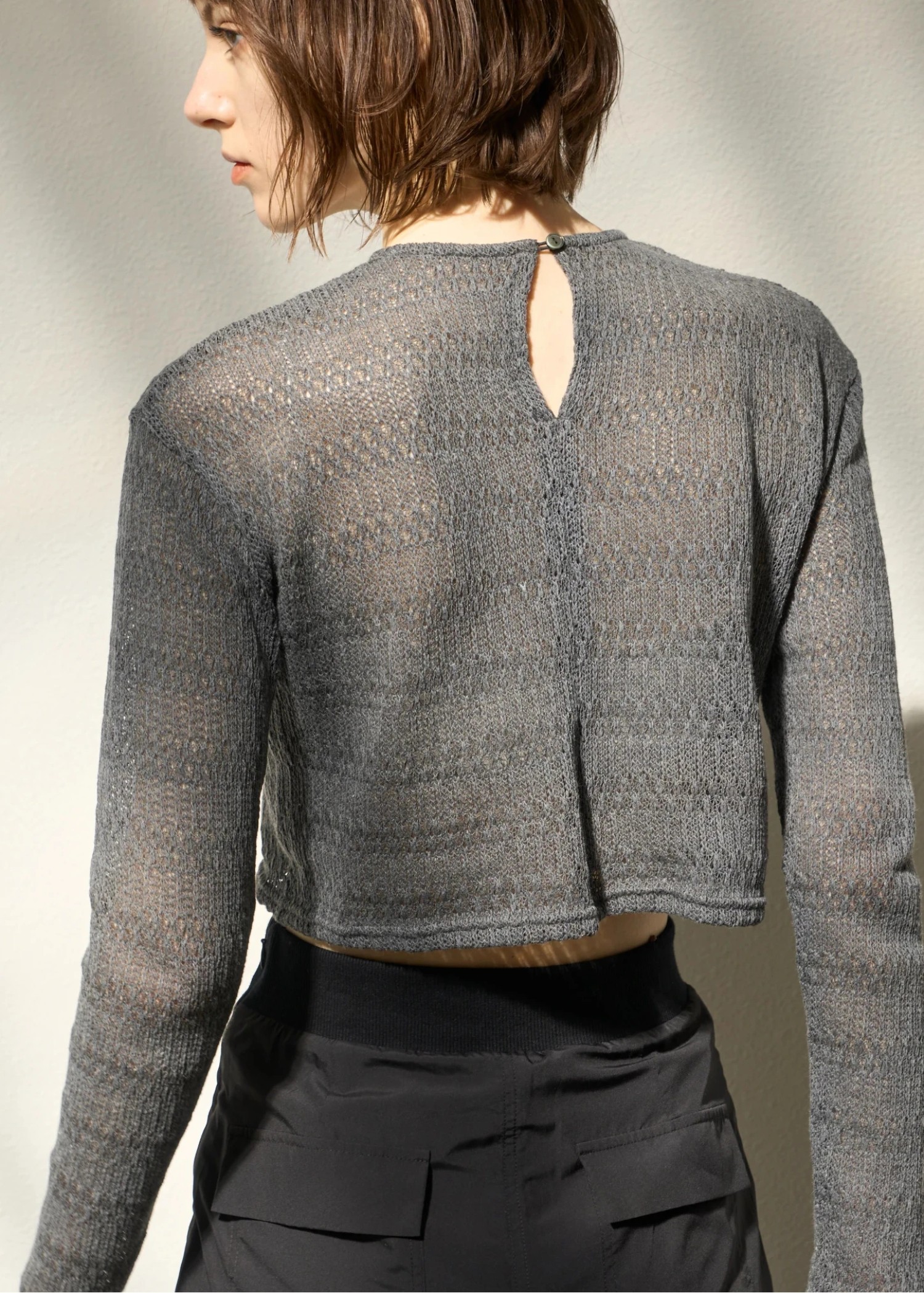 openwork cropped cut sew tops