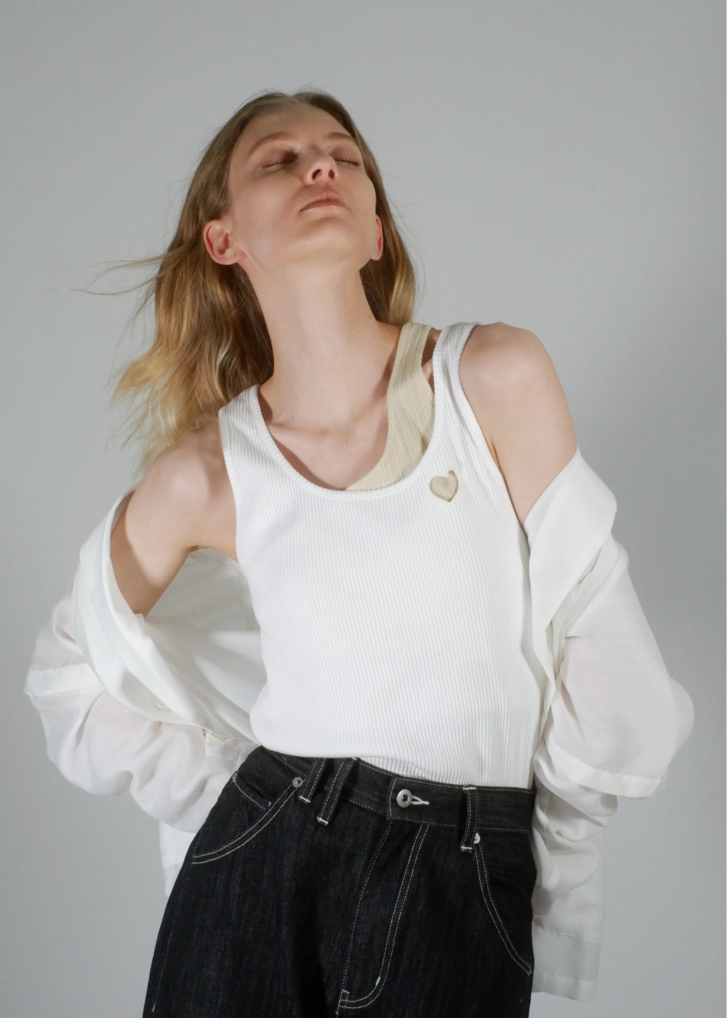 heart hollow out layered tank