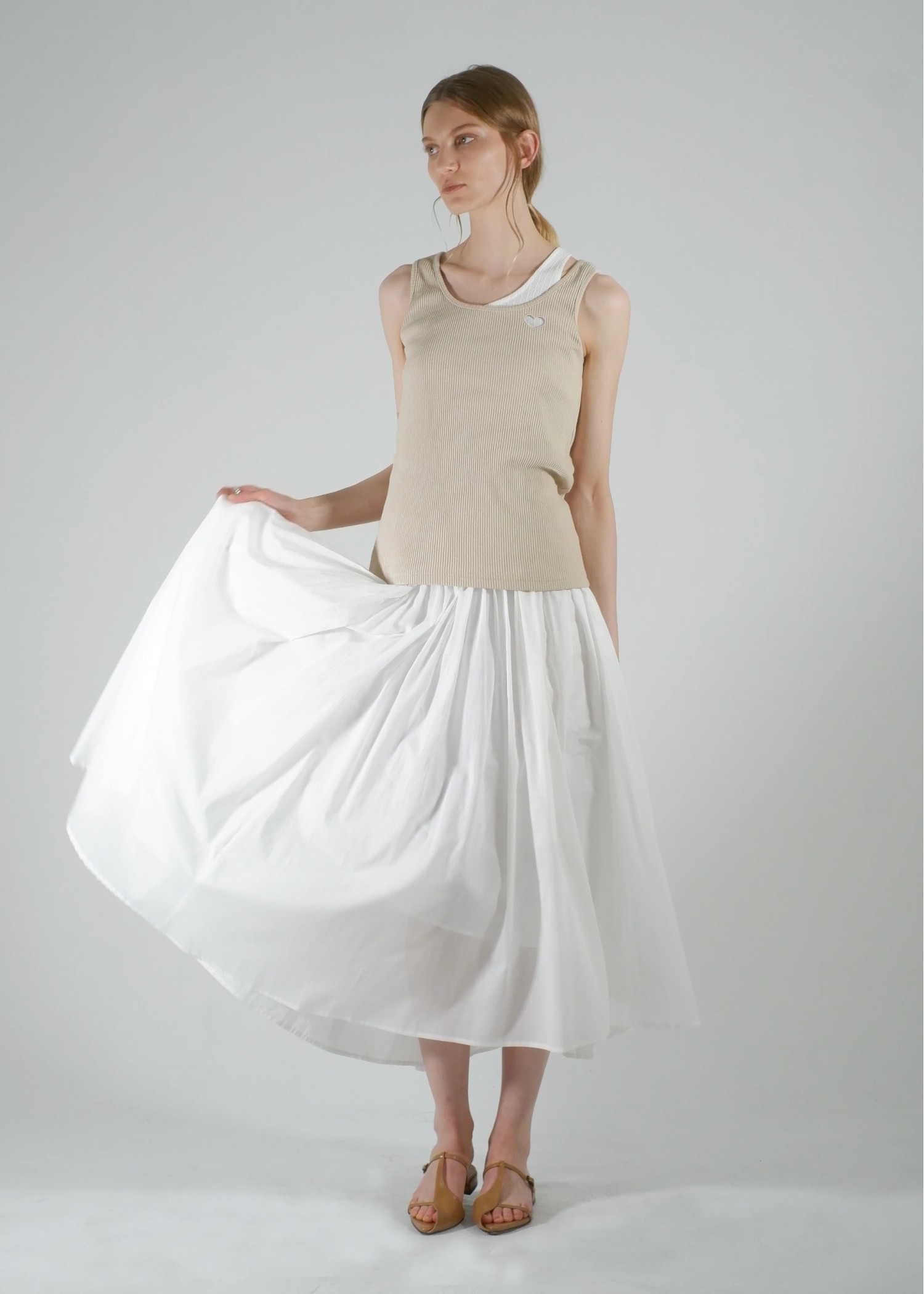 heart hollow out layered tank