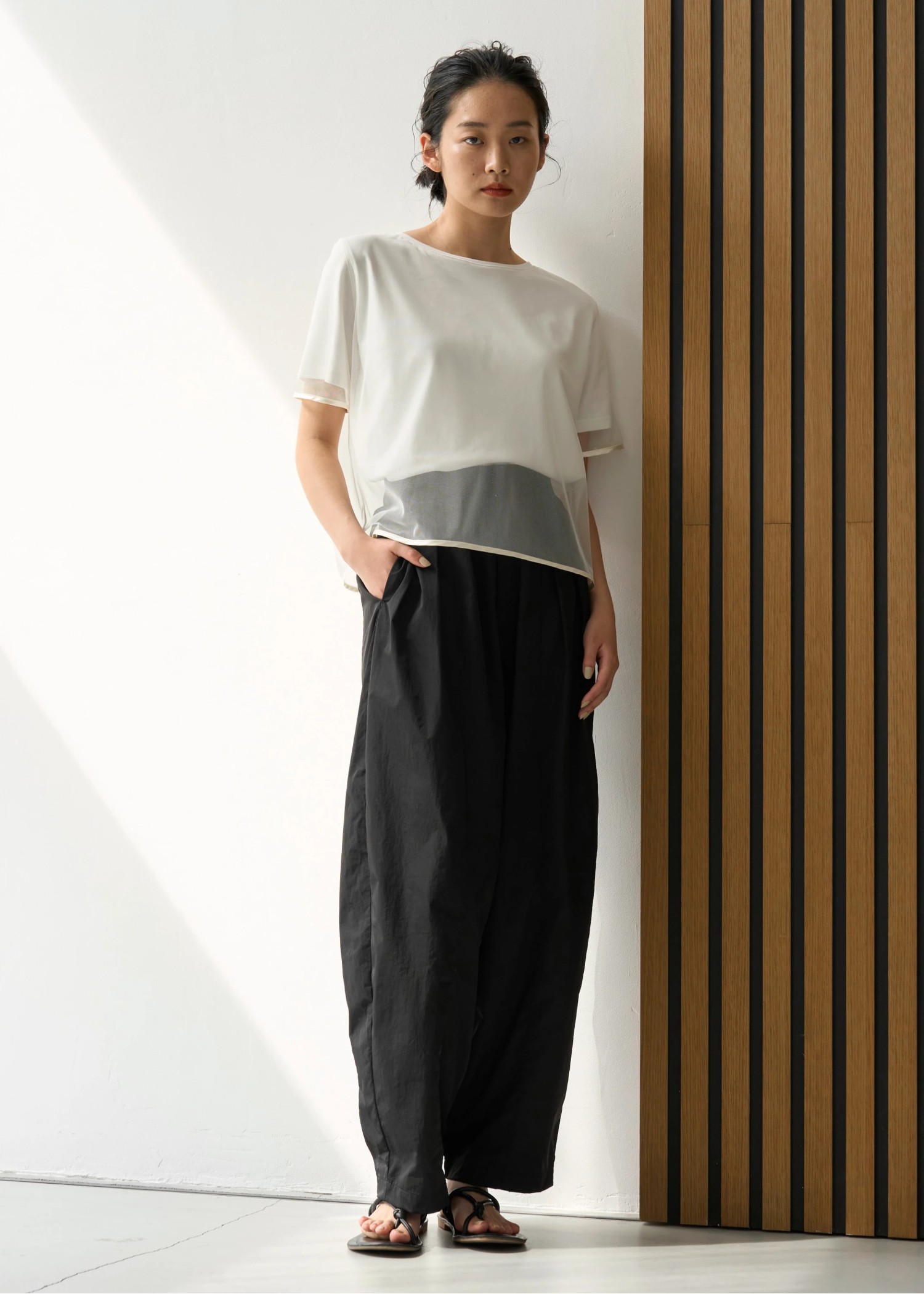 tulle combi piping T-shirt