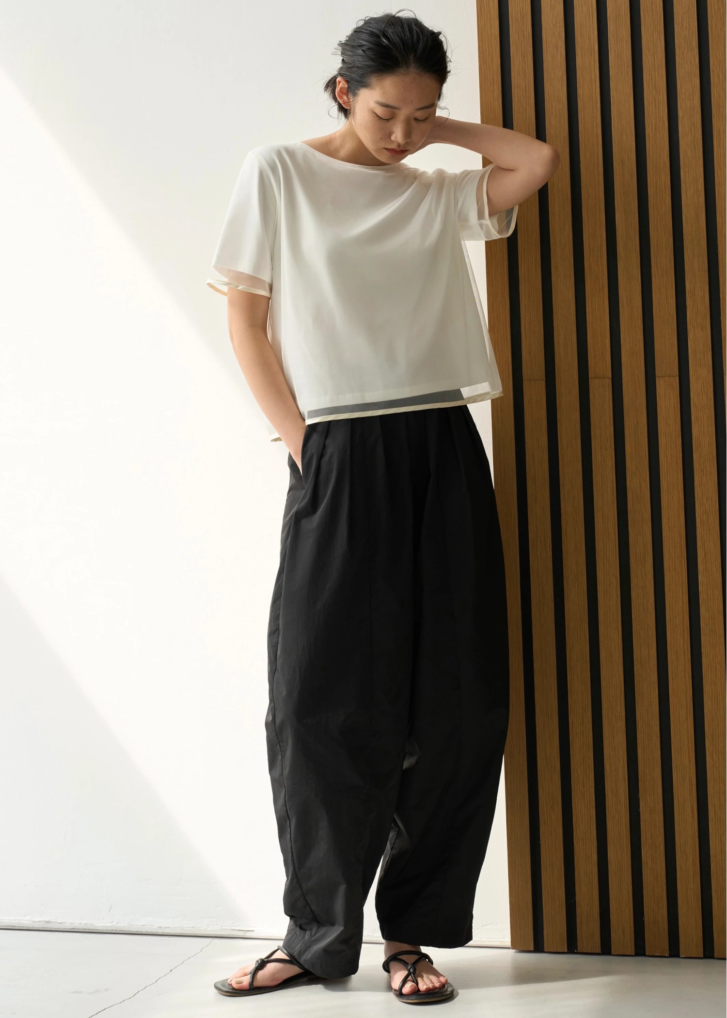 tulle combi piping T-shirt