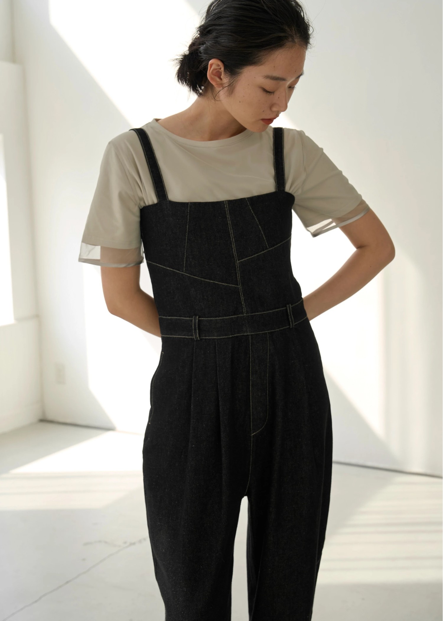 tulle combi piping T-shirt