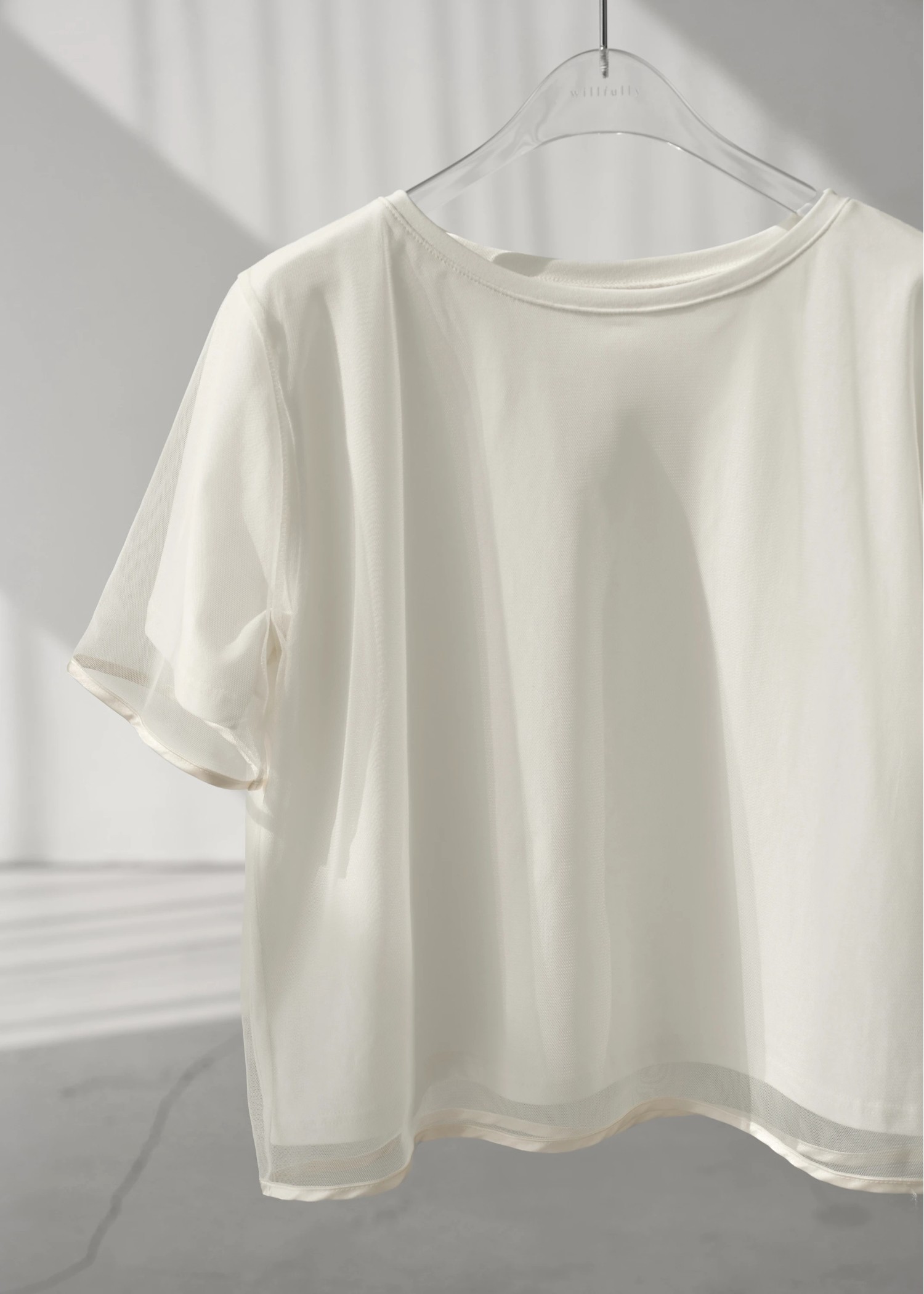 tulle combi piping T-shirt