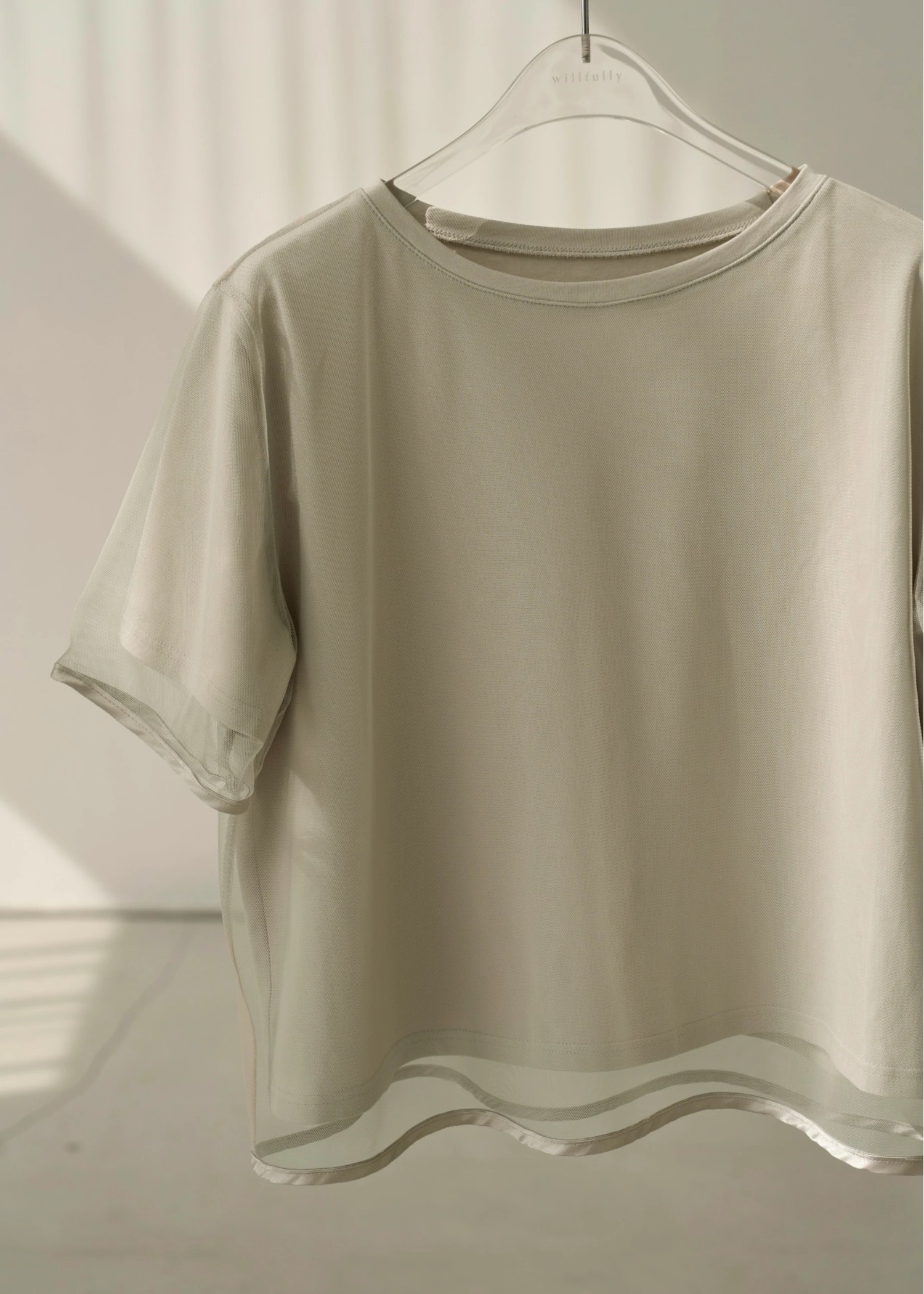 tulle combi piping T-shirt