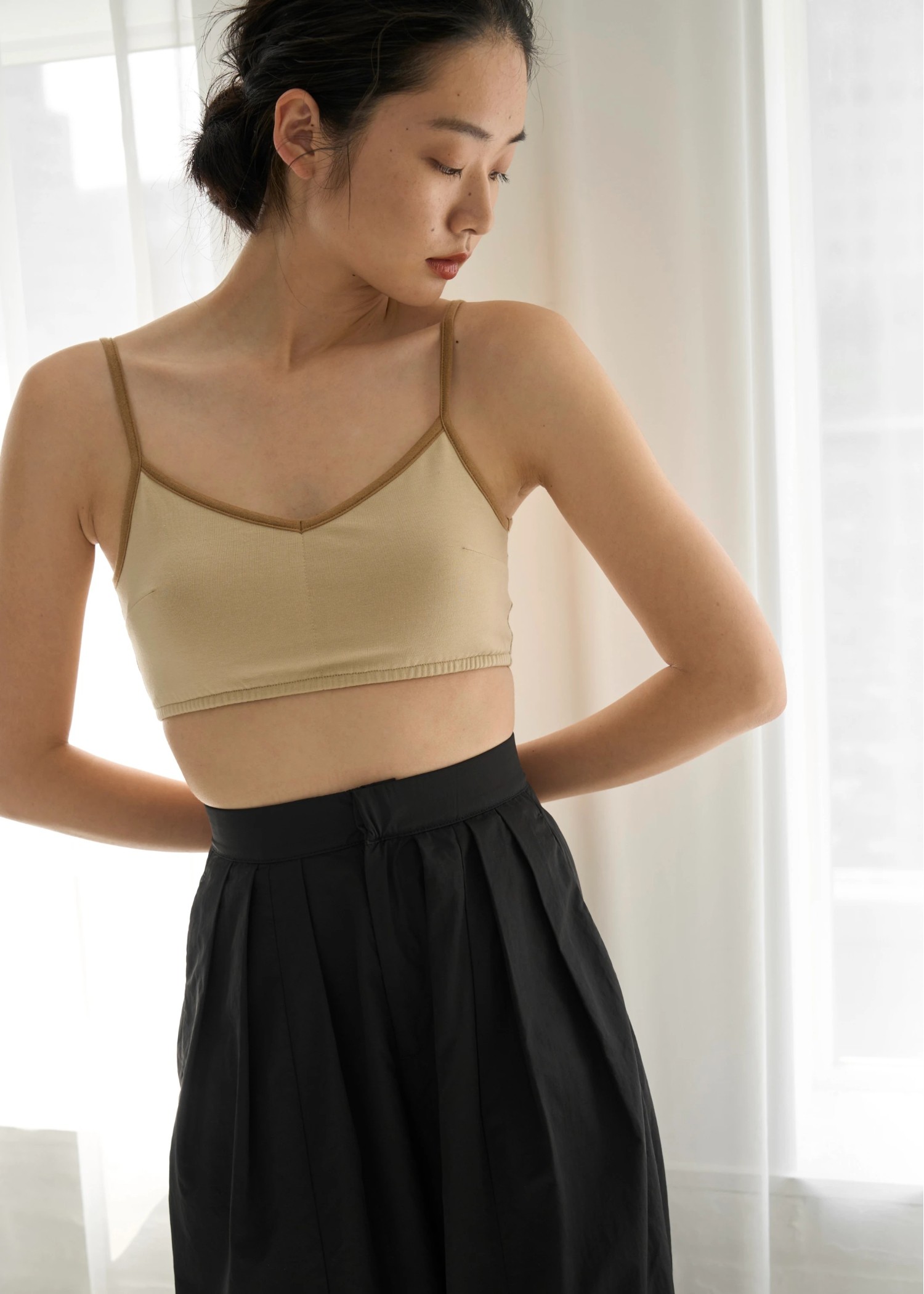 cup in cut and sew bra top