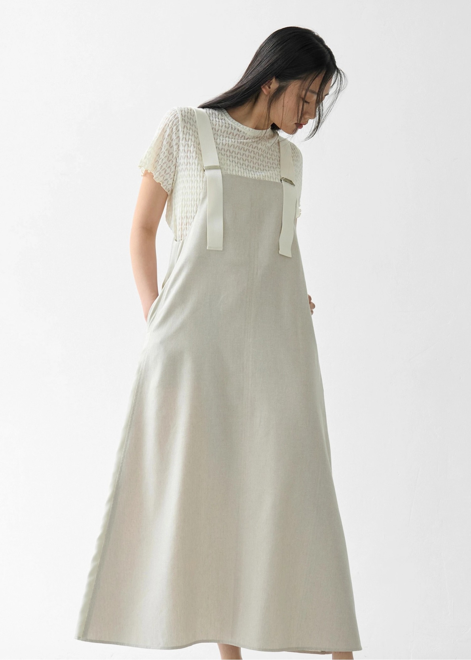 rhomboid stripe sheer T-shirt