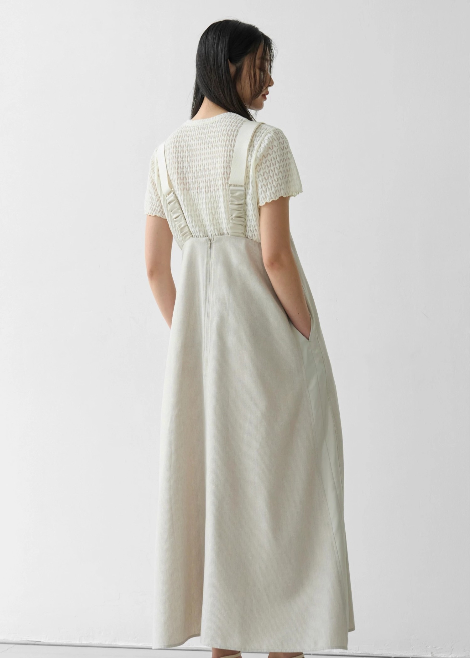 rhomboid stripe sheer T-shirt