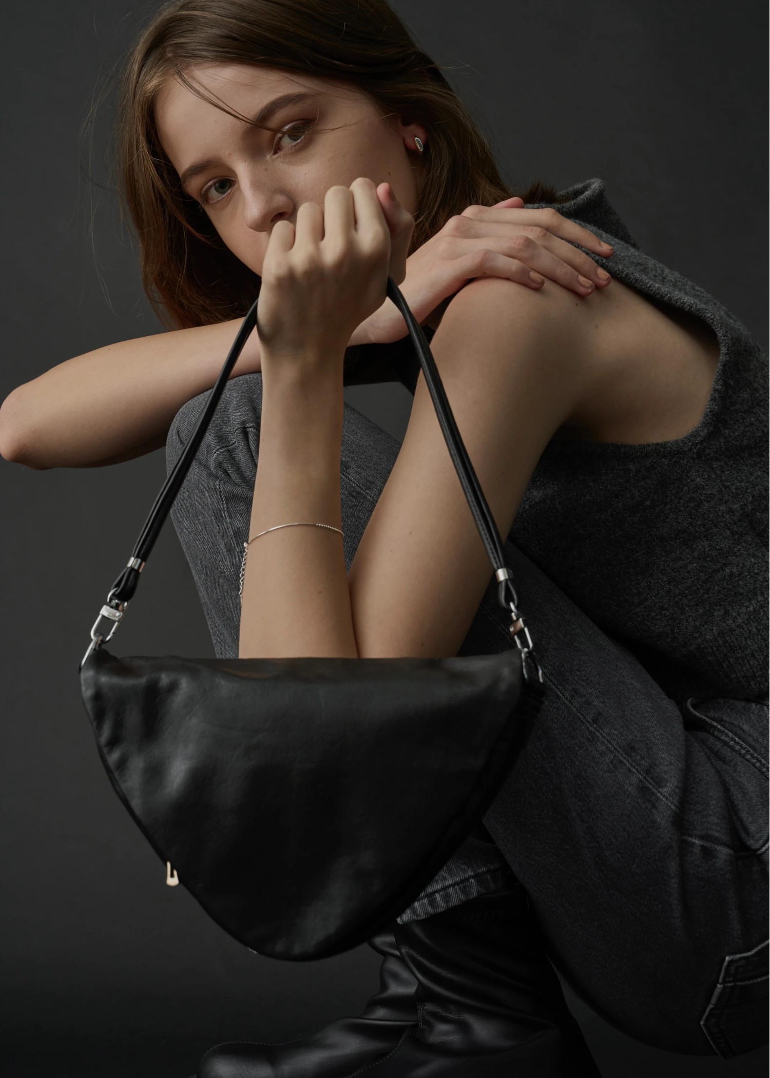 triangle real leather bag "SIERRA"