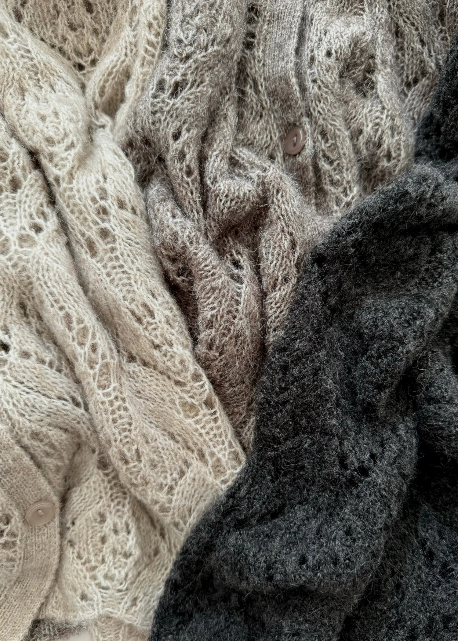 sheer crochet collar knit piping bustier set