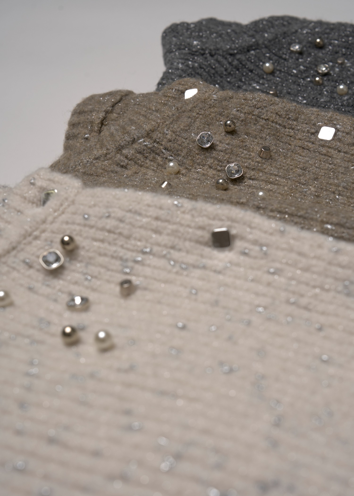 silver yarn studs bijou volume sleeve knit