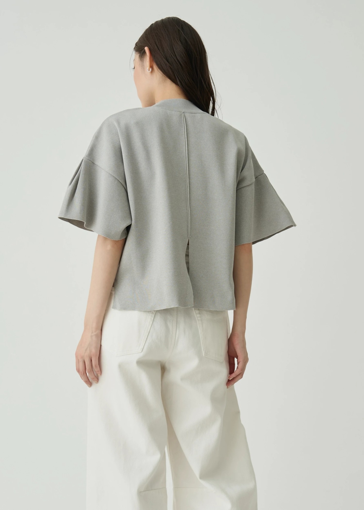 mockneck half sleeve tuck knit