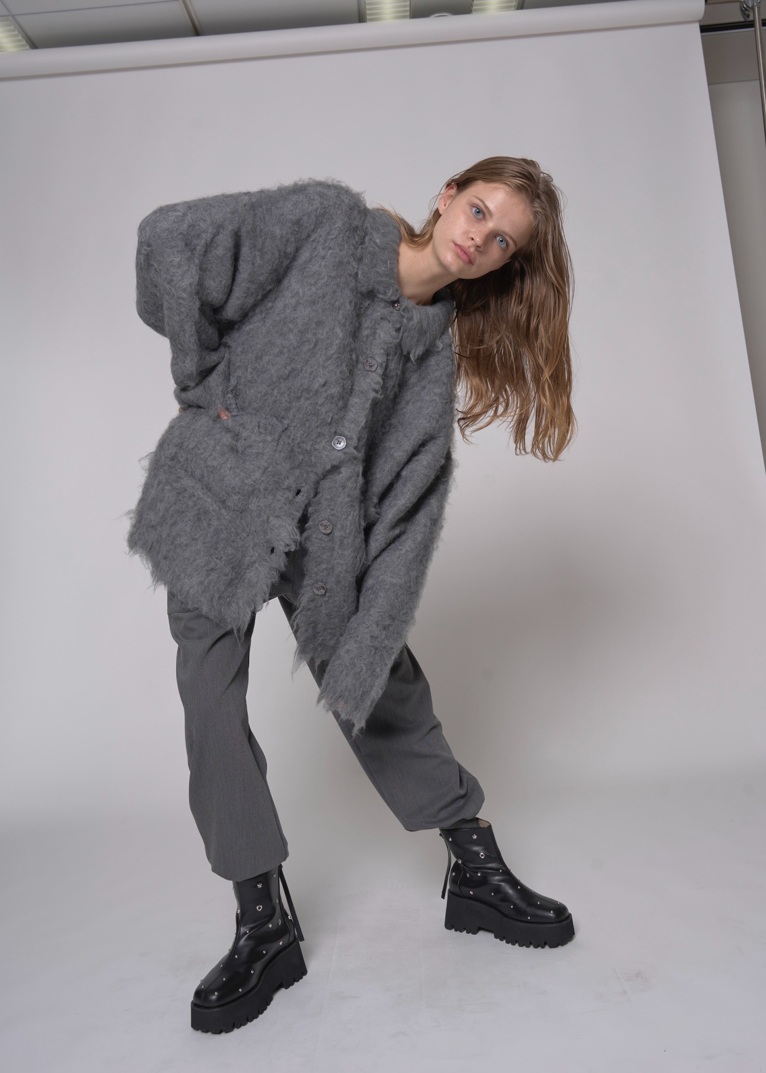 reversible brushed lightly knit cardigan