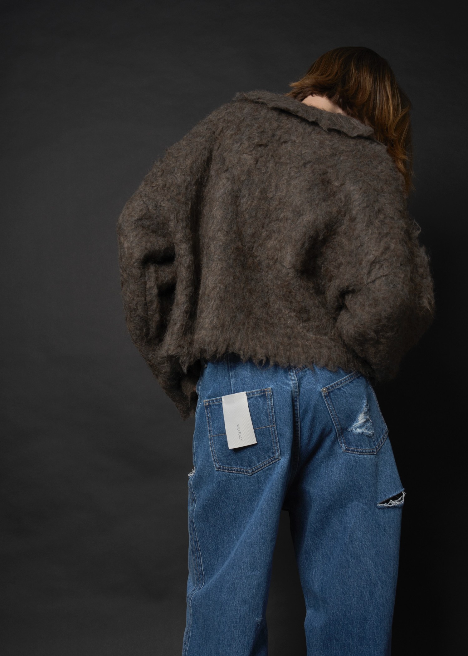 reversible brushed lightly knit cardigan