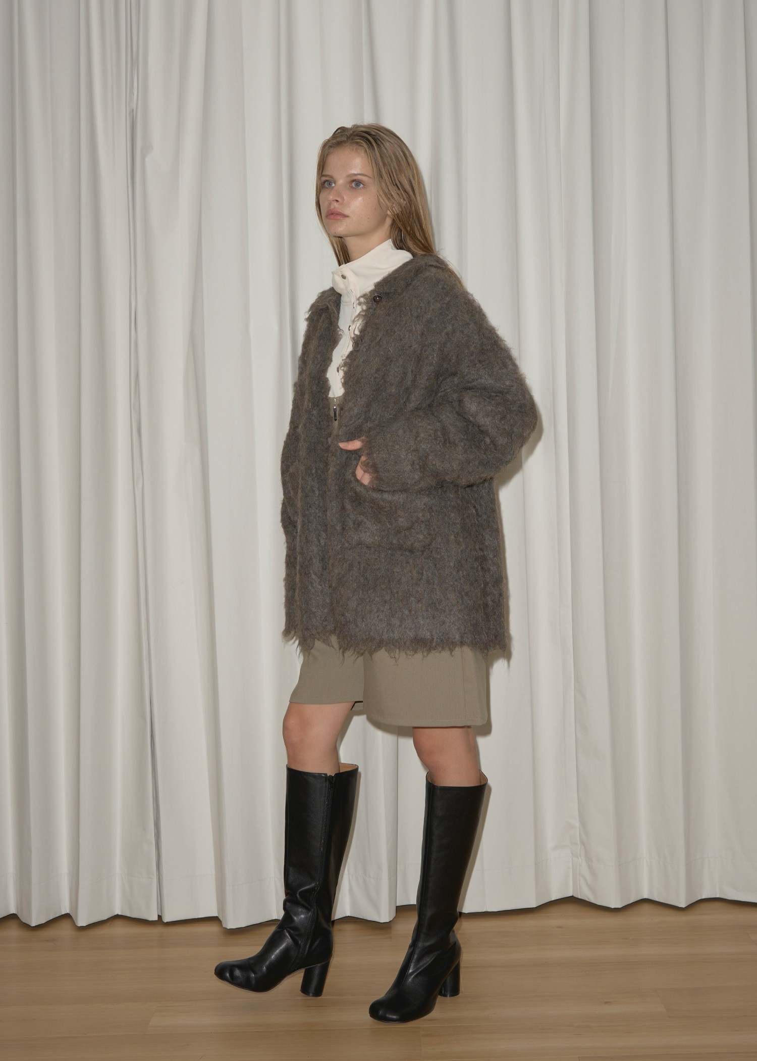 reversible brushed lightly knit cardigan