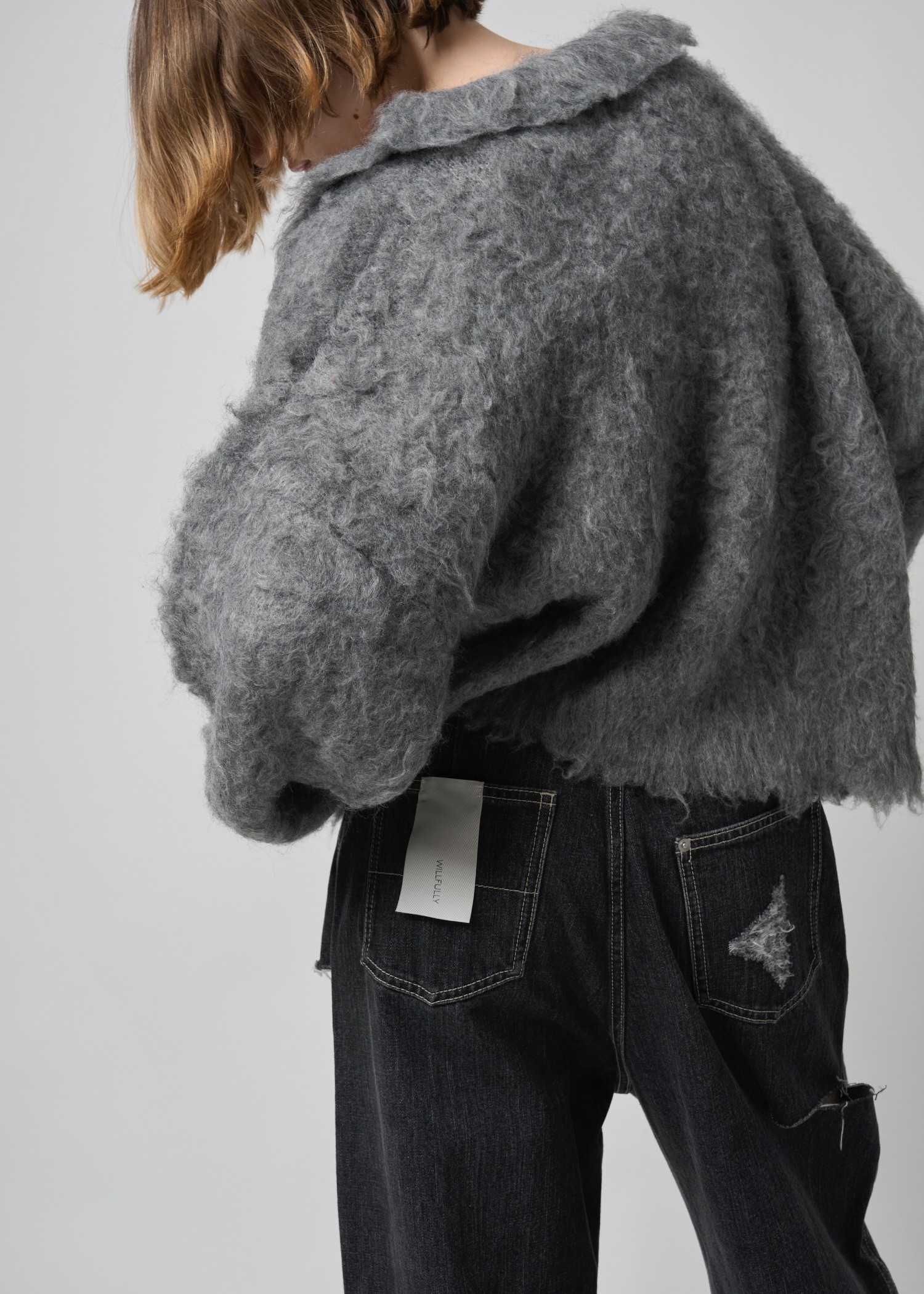 reversible brushed lightly knit cardigan