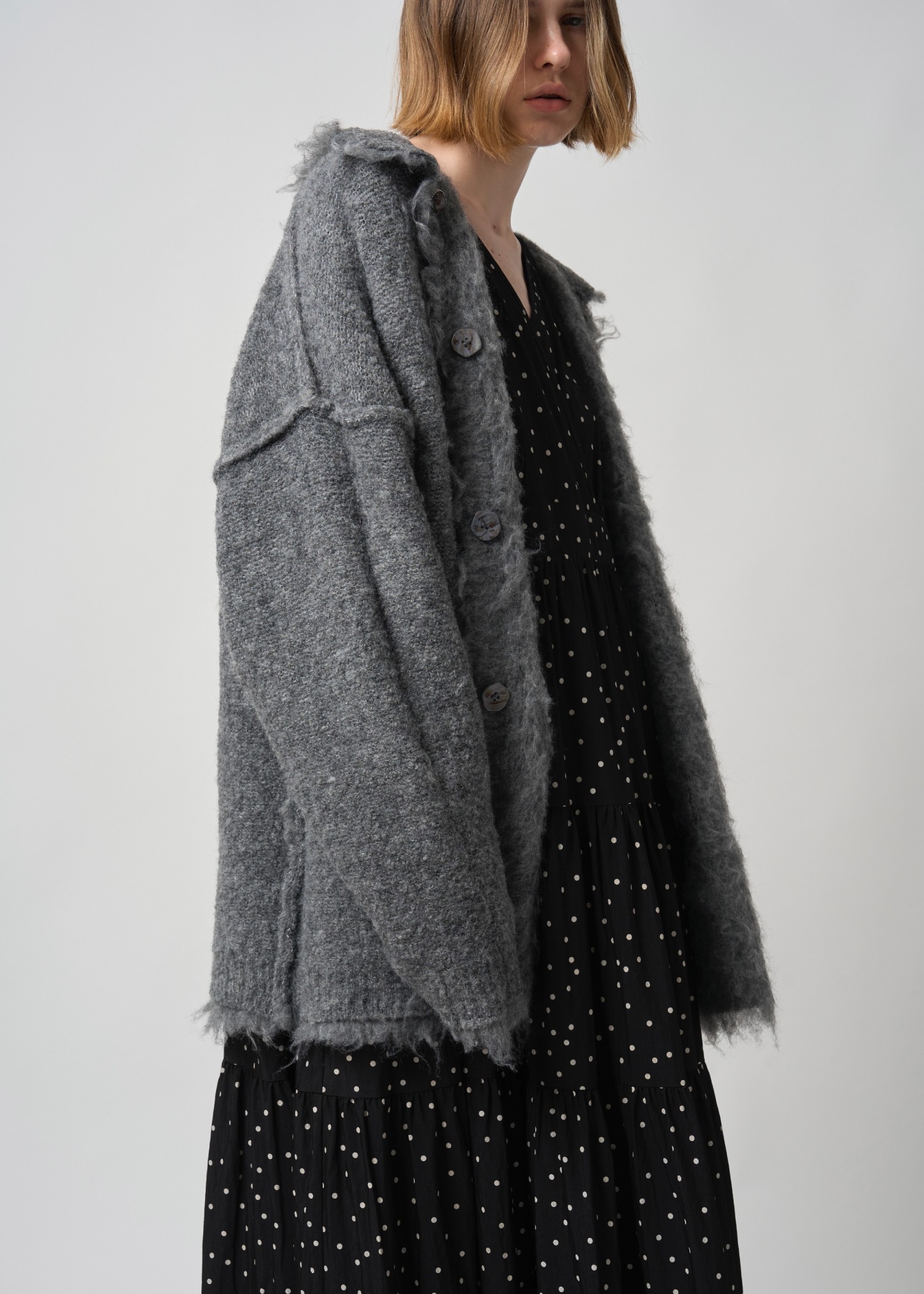 reversible brushed lightly knit cardigan