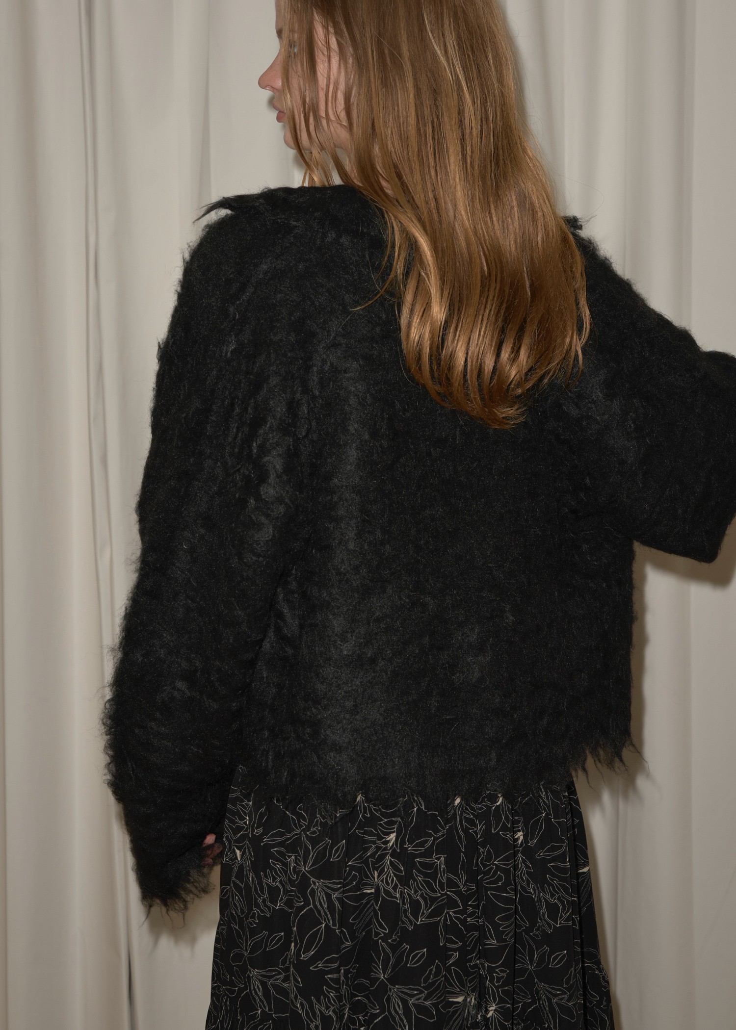 reversible brushed lightly knit cardigan