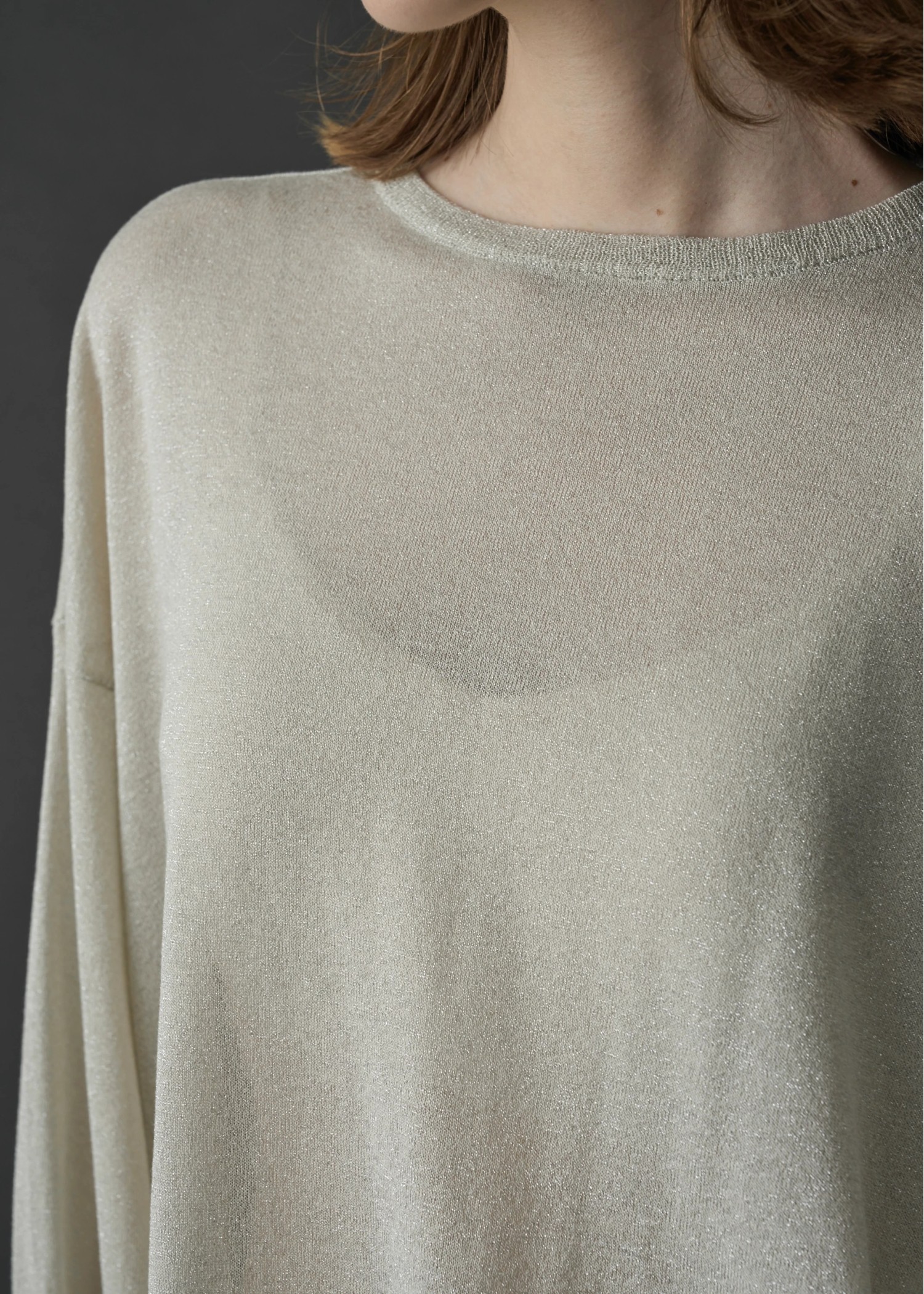 lame knit side cut generous long T