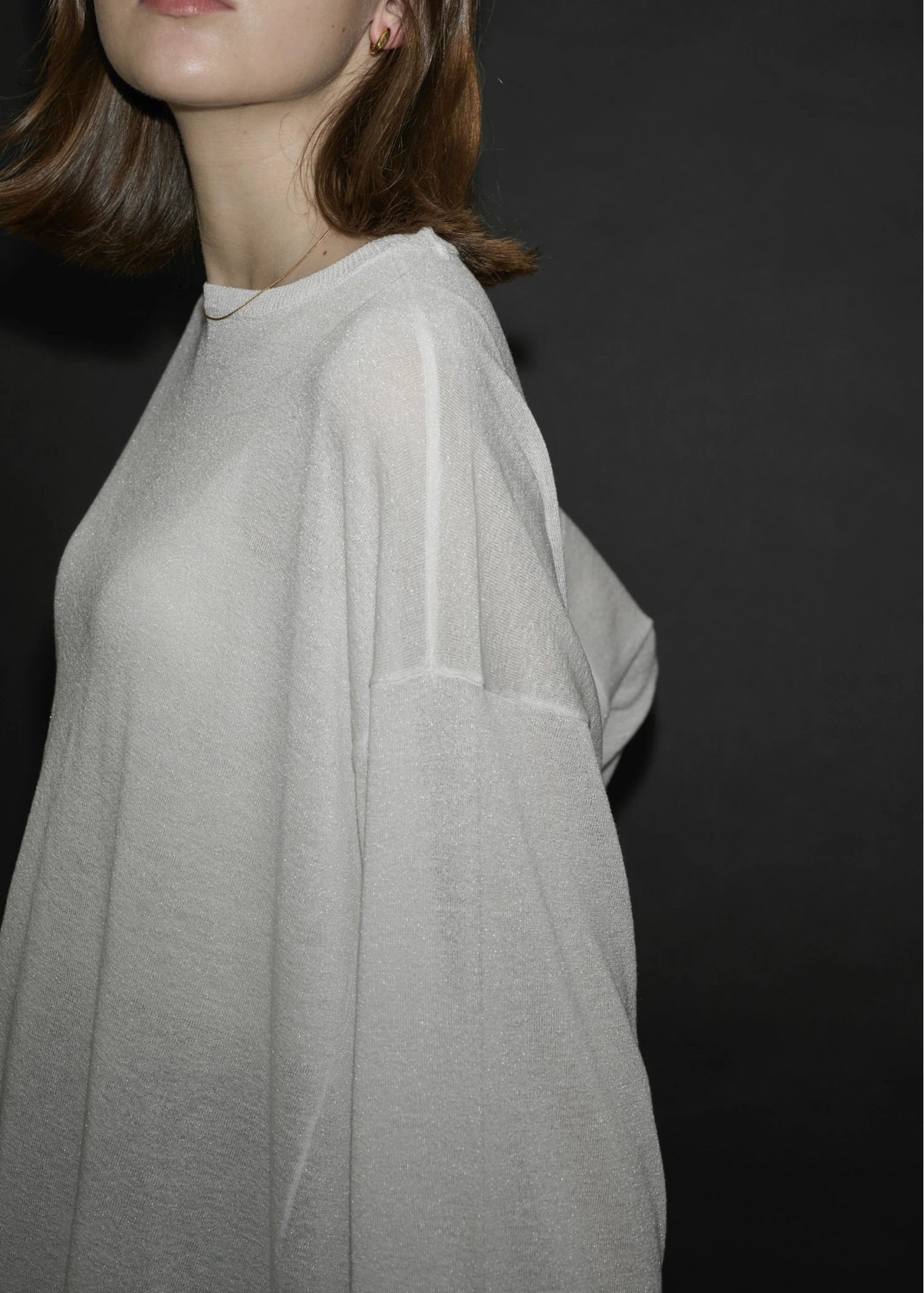 lame knit side cut generous long T