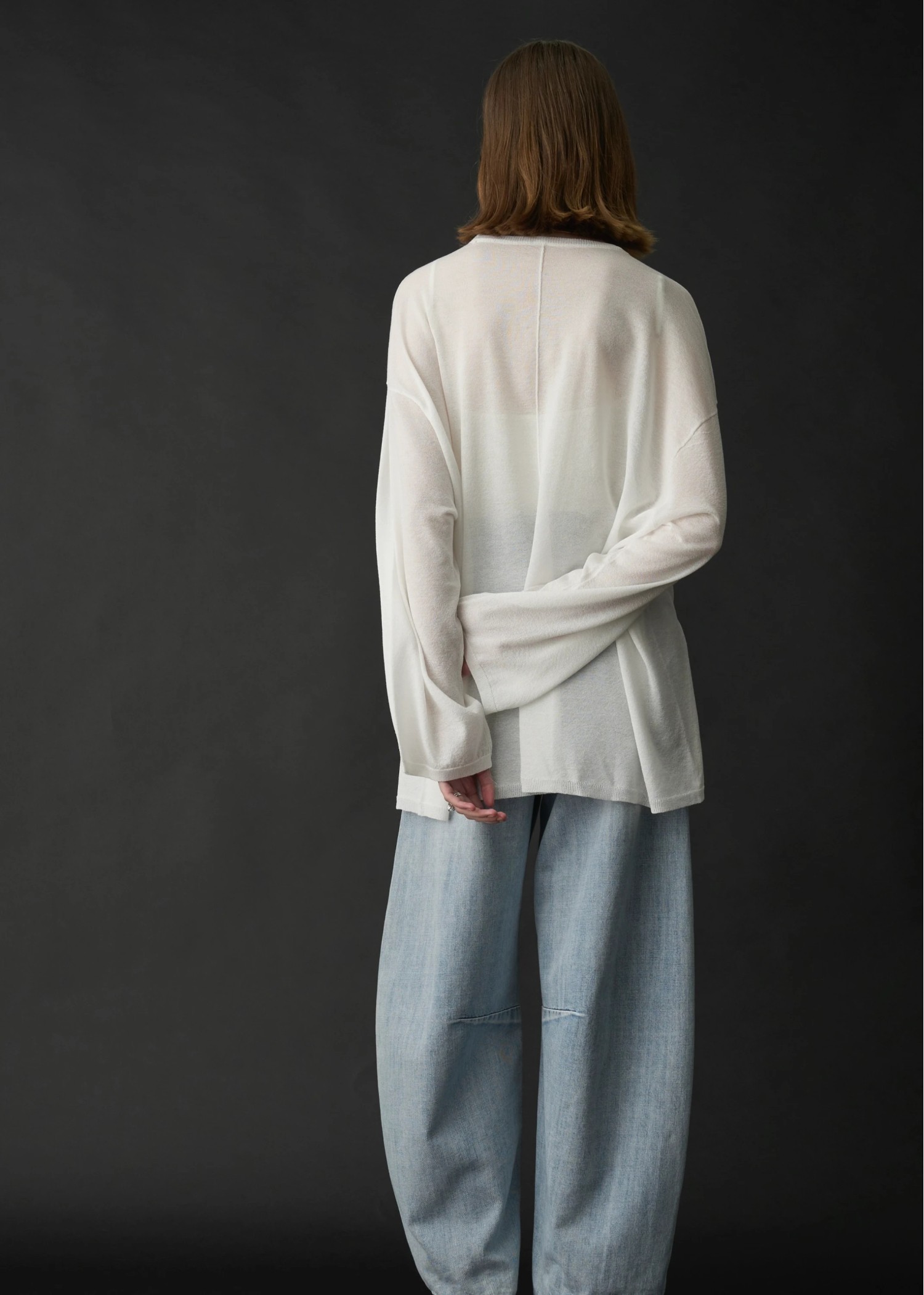 lame knit side cut generous long T