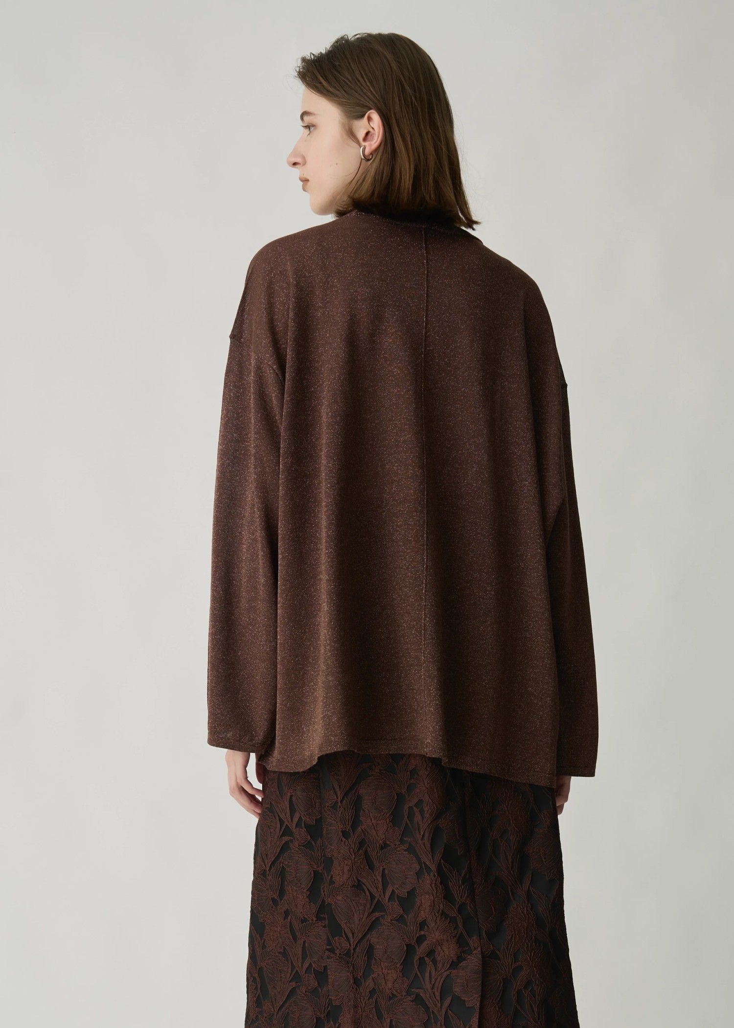 lame knit side cut generous long T