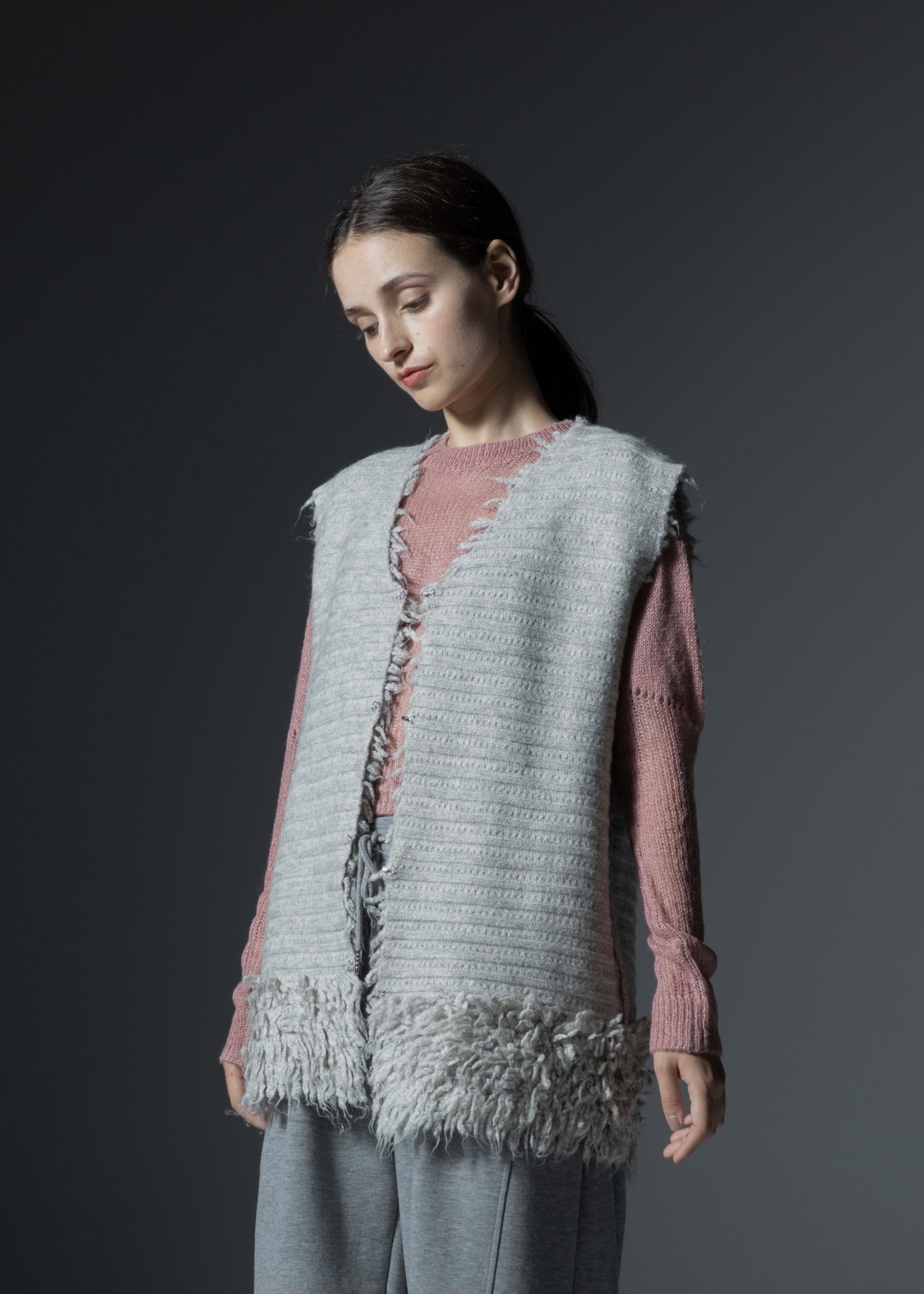 long loop reversible knit vest