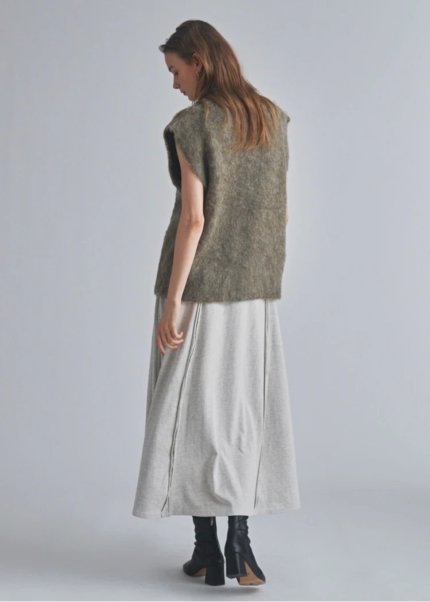 brushed shaggy over size knit vest