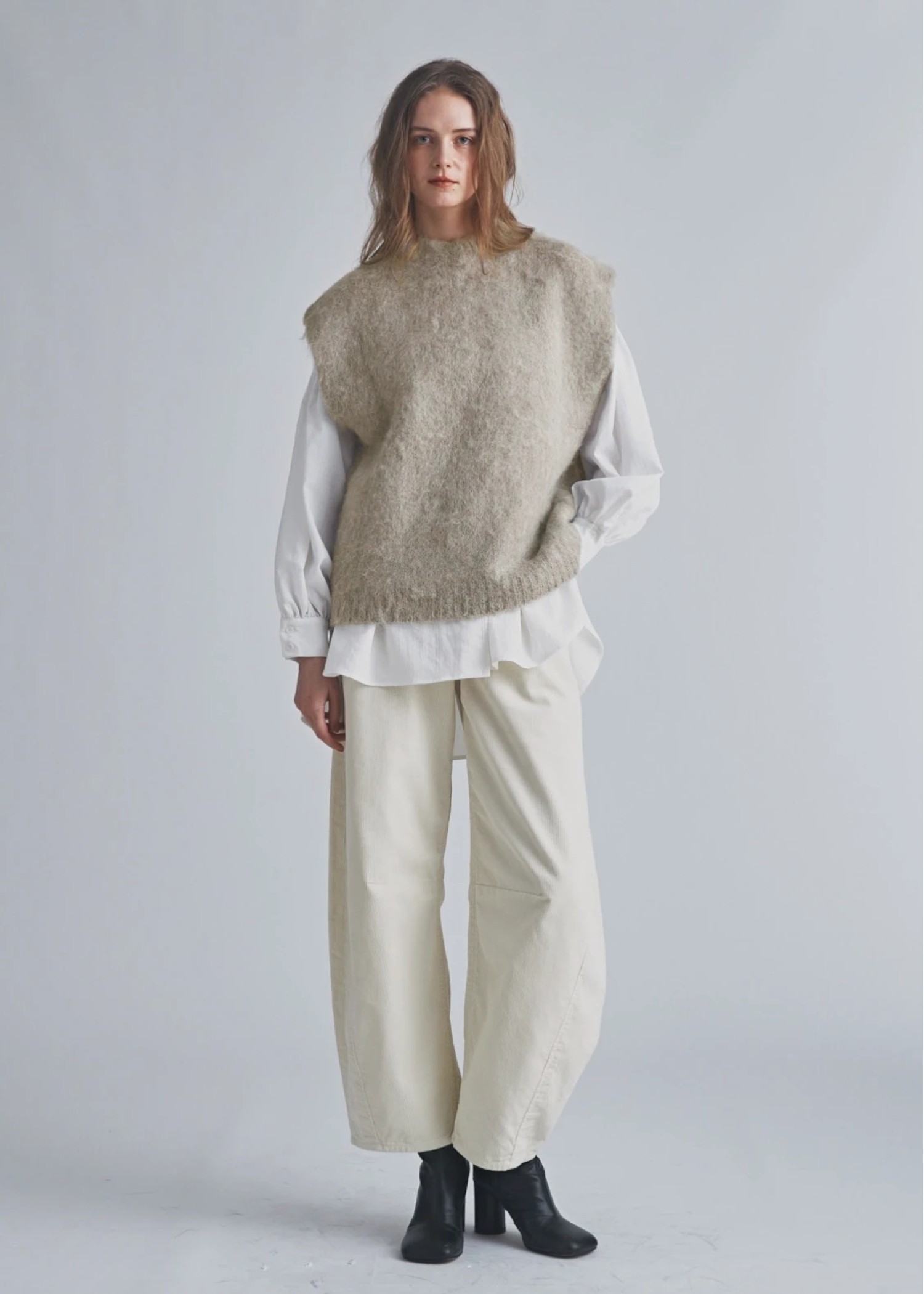 brushed shaggy over size knit vest