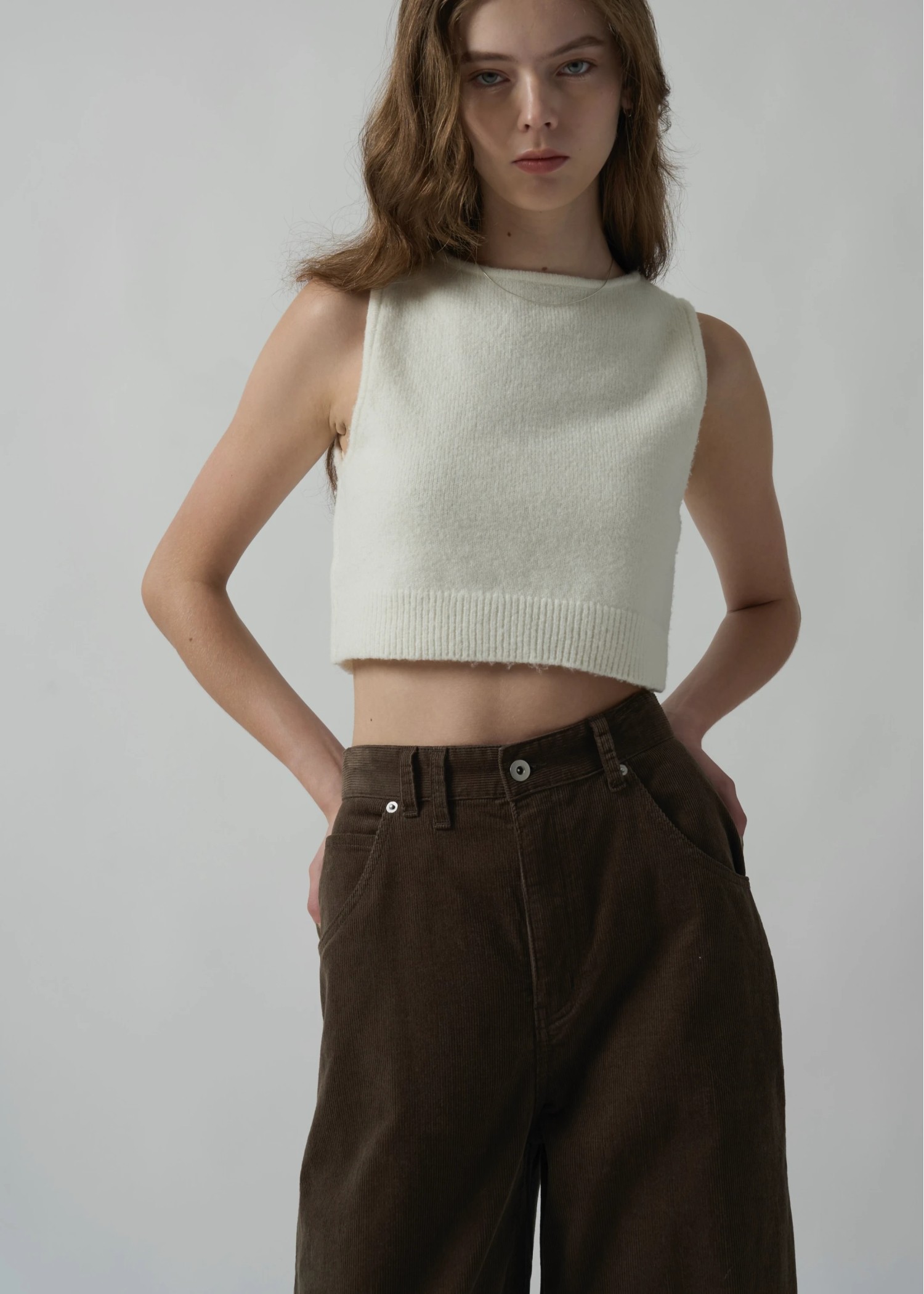 cropped 2way gentle knit tank