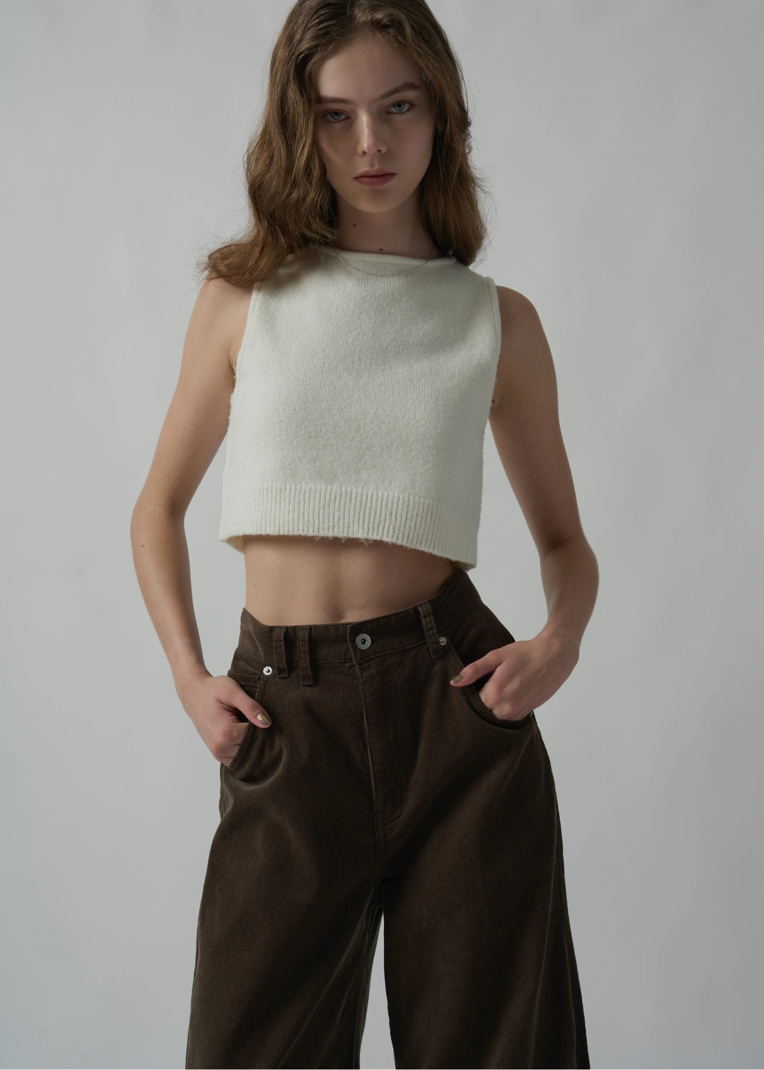 cropped 2way gentle knit tank