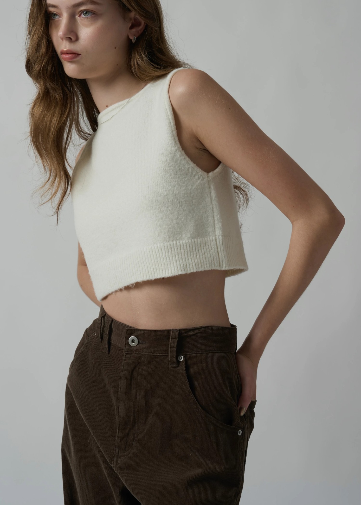 cropped 2way gentle knit tank