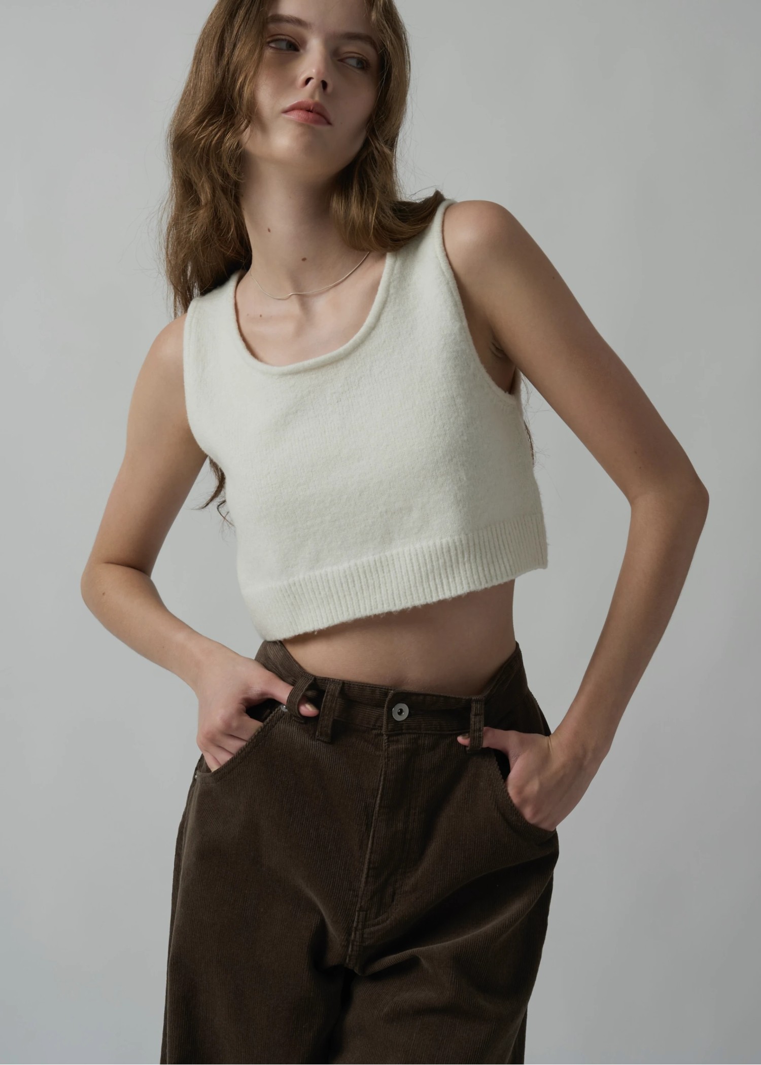 cropped 2way gentle knit tank