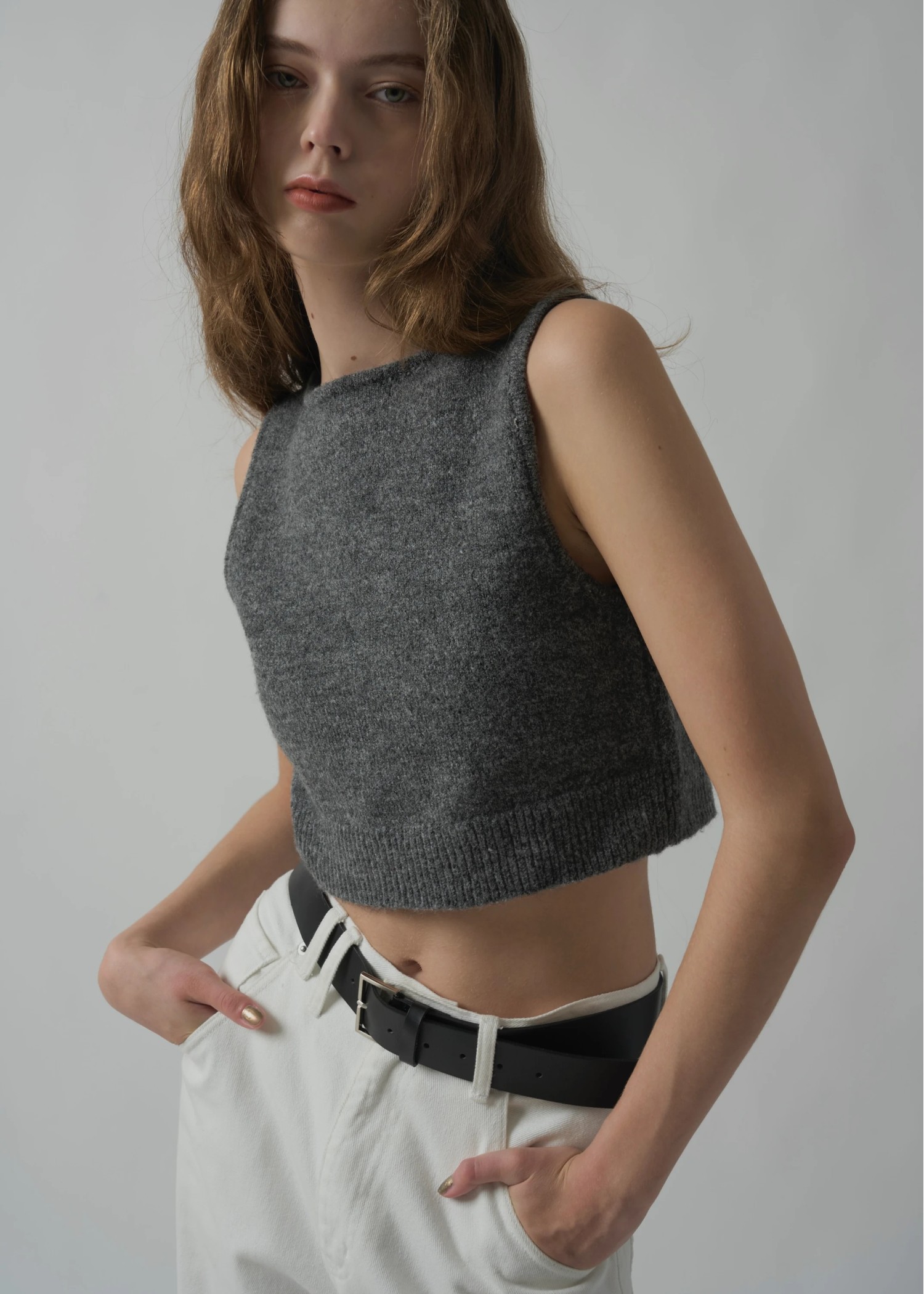 cropped 2way gentle knit tank