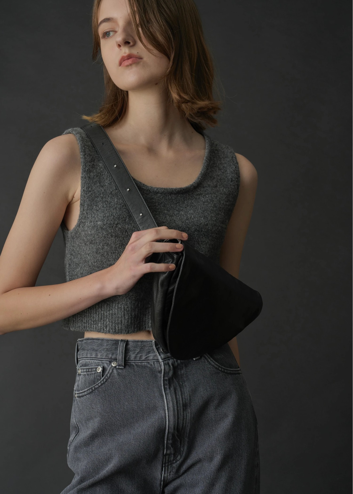 cropped 2way gentle knit tank